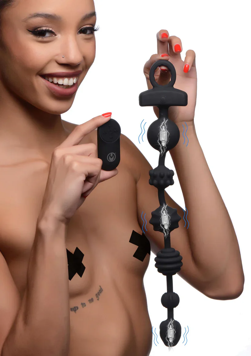 21X Dark Rattler Vibrating Silicone Anal Beads with Remote - Image 4