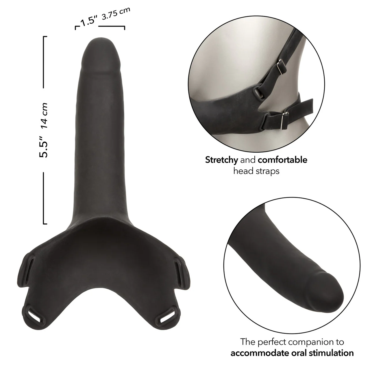 Accommodator Silicone Chin-Strap Dildo – Black - Image 2