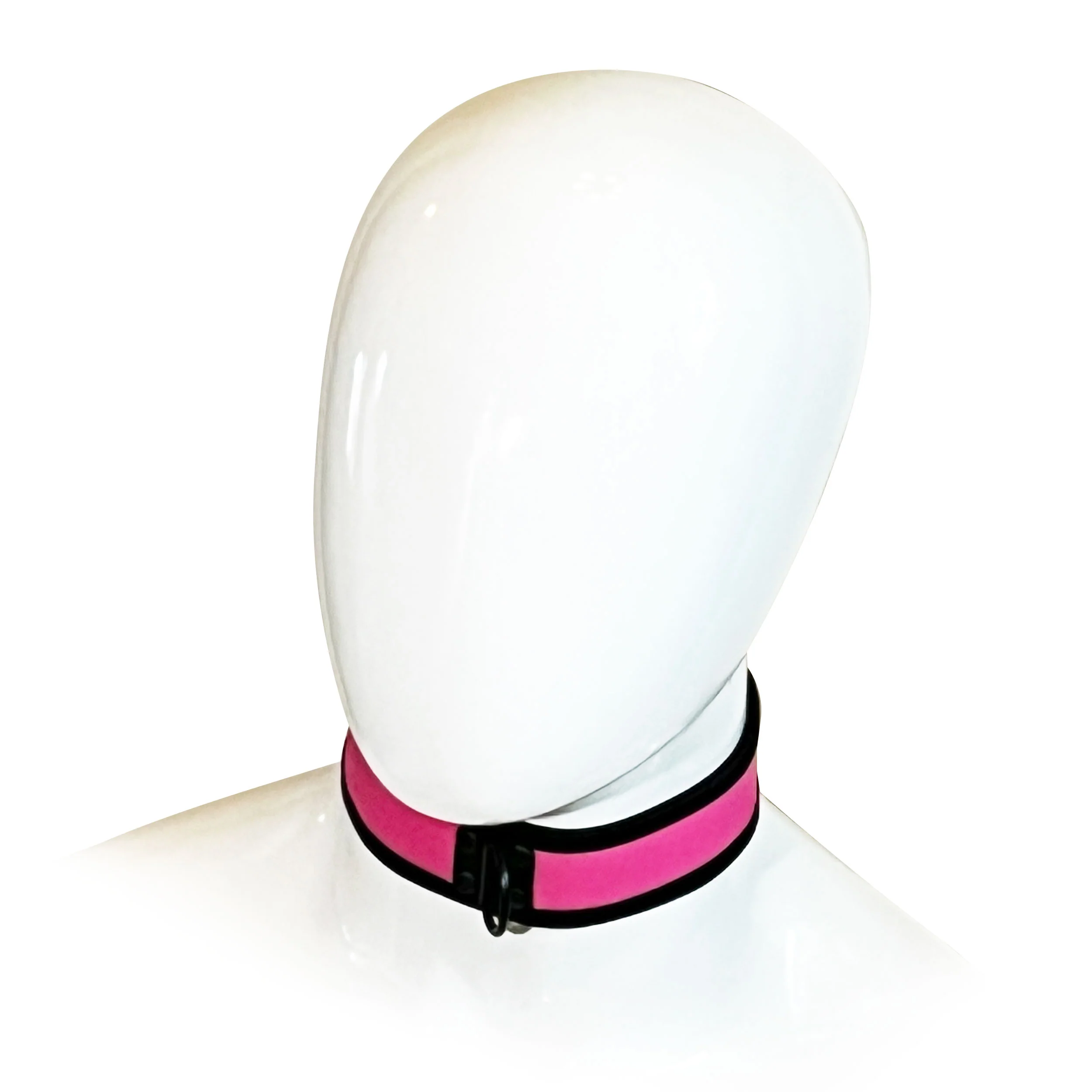 Adjustable Neoprene Collar with D-Ring by Fetish Pleasure Play in Pink and Black - Image 2