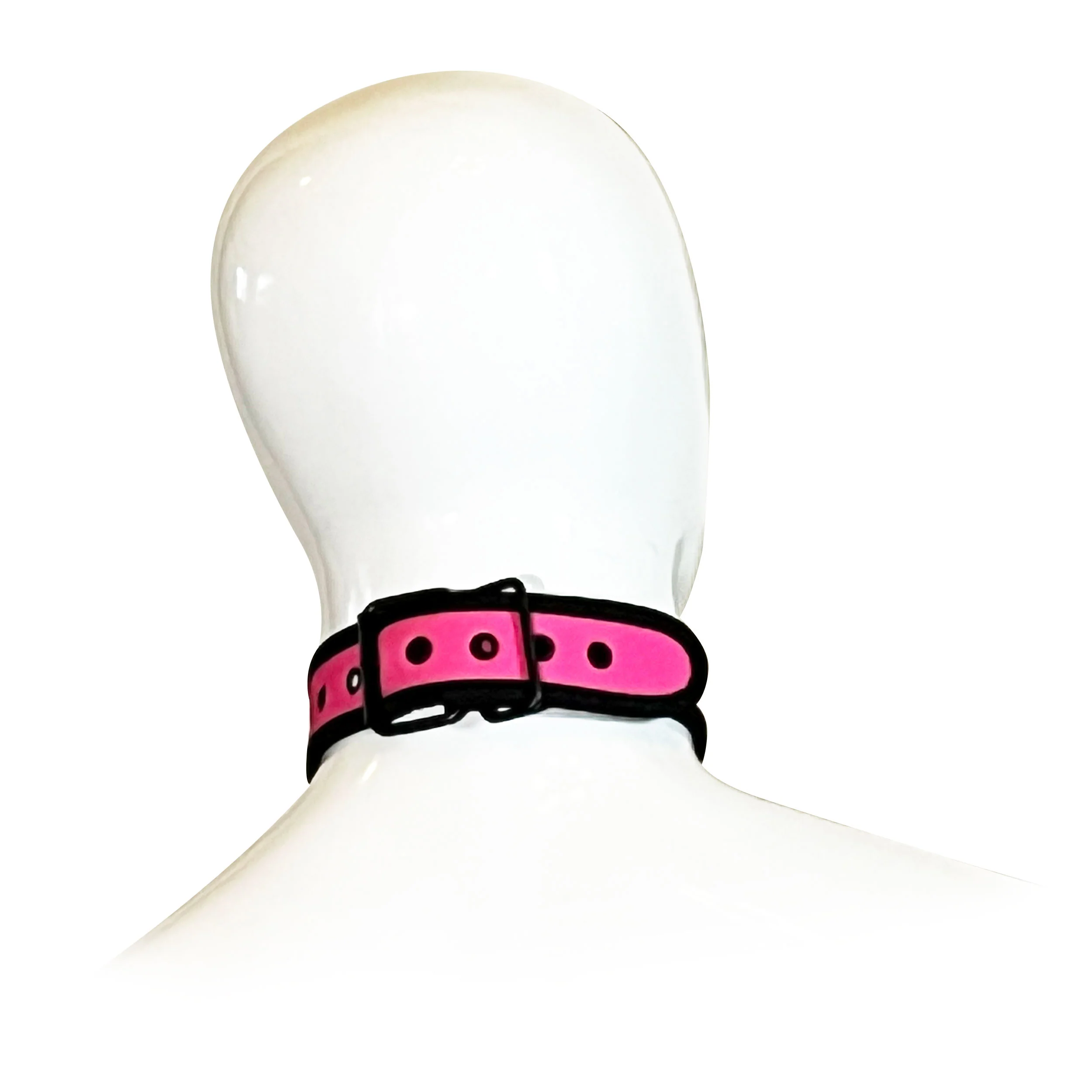 Adjustable Neoprene Collar with D-Ring by Fetish Pleasure Play in Pink and Black - Image 3
