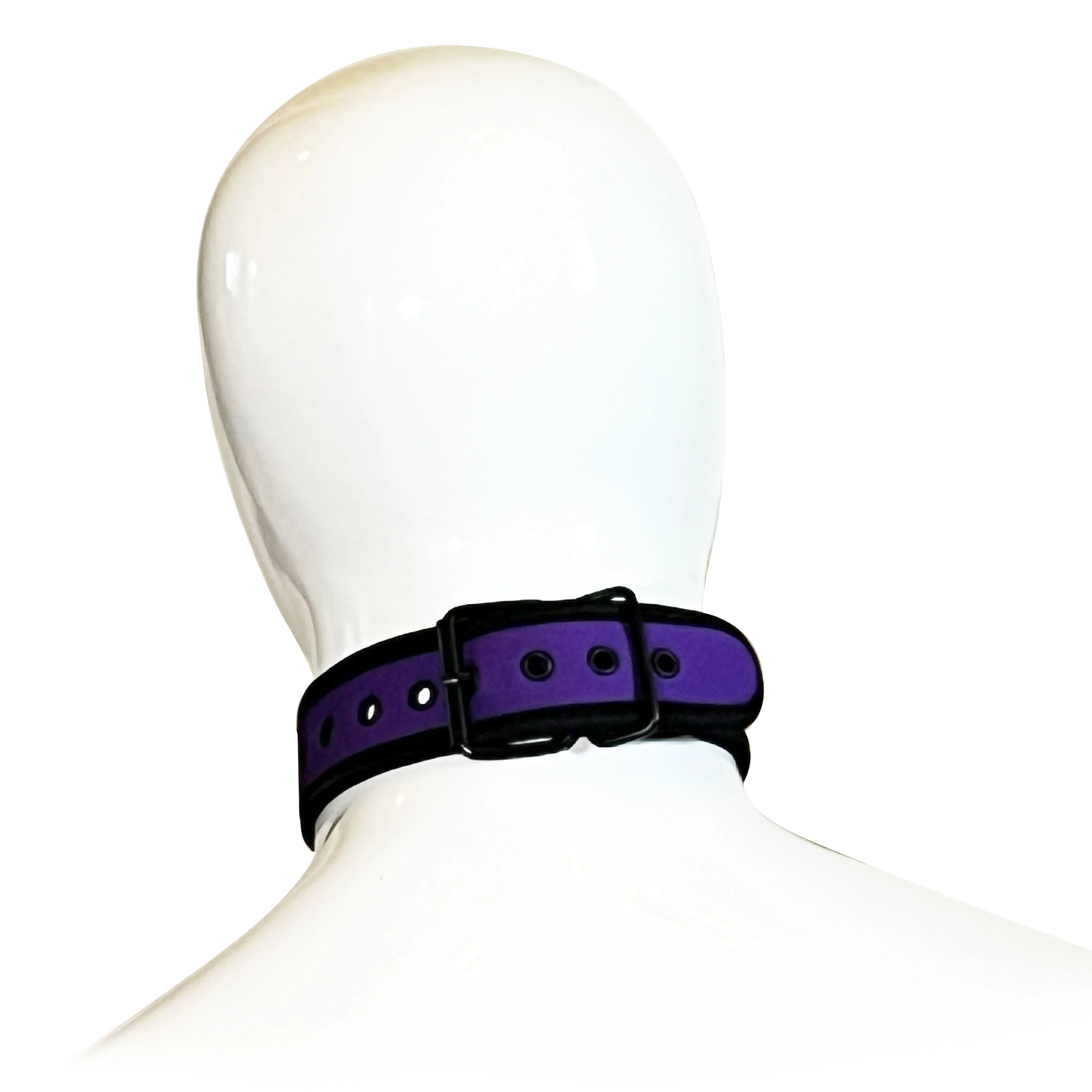Adjustable Neoprene Collar with D-Ring by Fetish Pleasure Play in Purple - Image 3