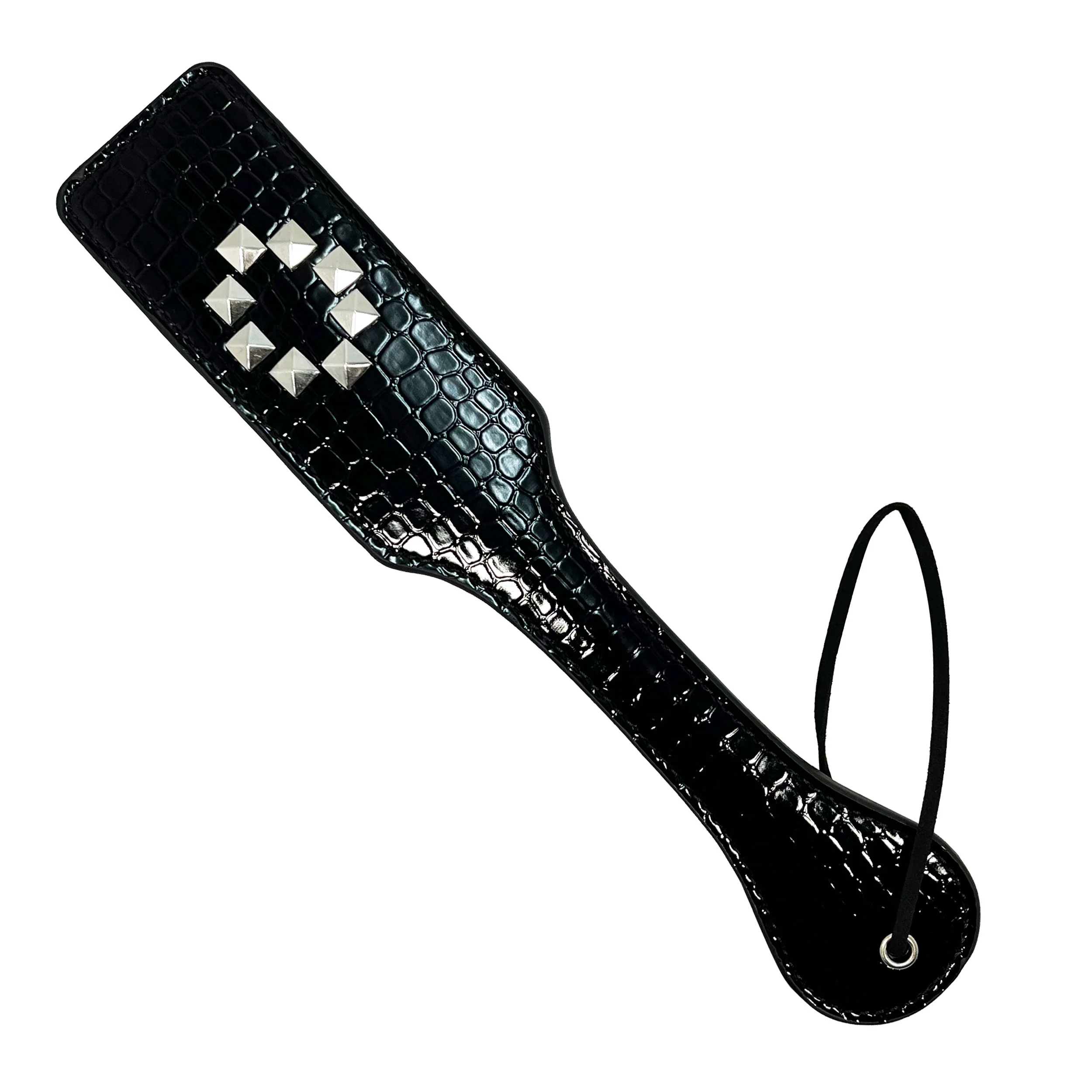 Alligator Textured Paddle with Studded O by Fetish Pleasure Play in Black