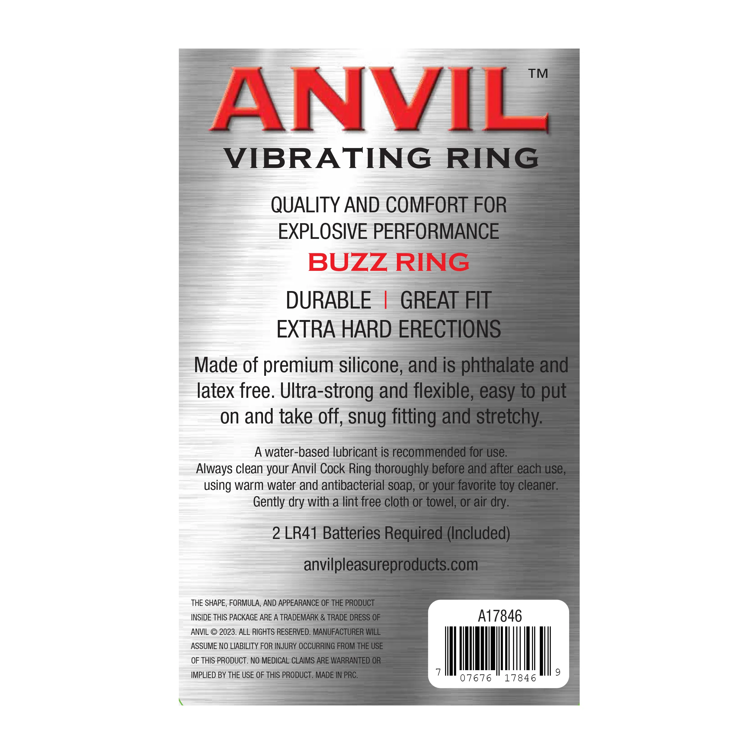 Anvil Buzz Vibrating Cock Ring in Black - Image 4