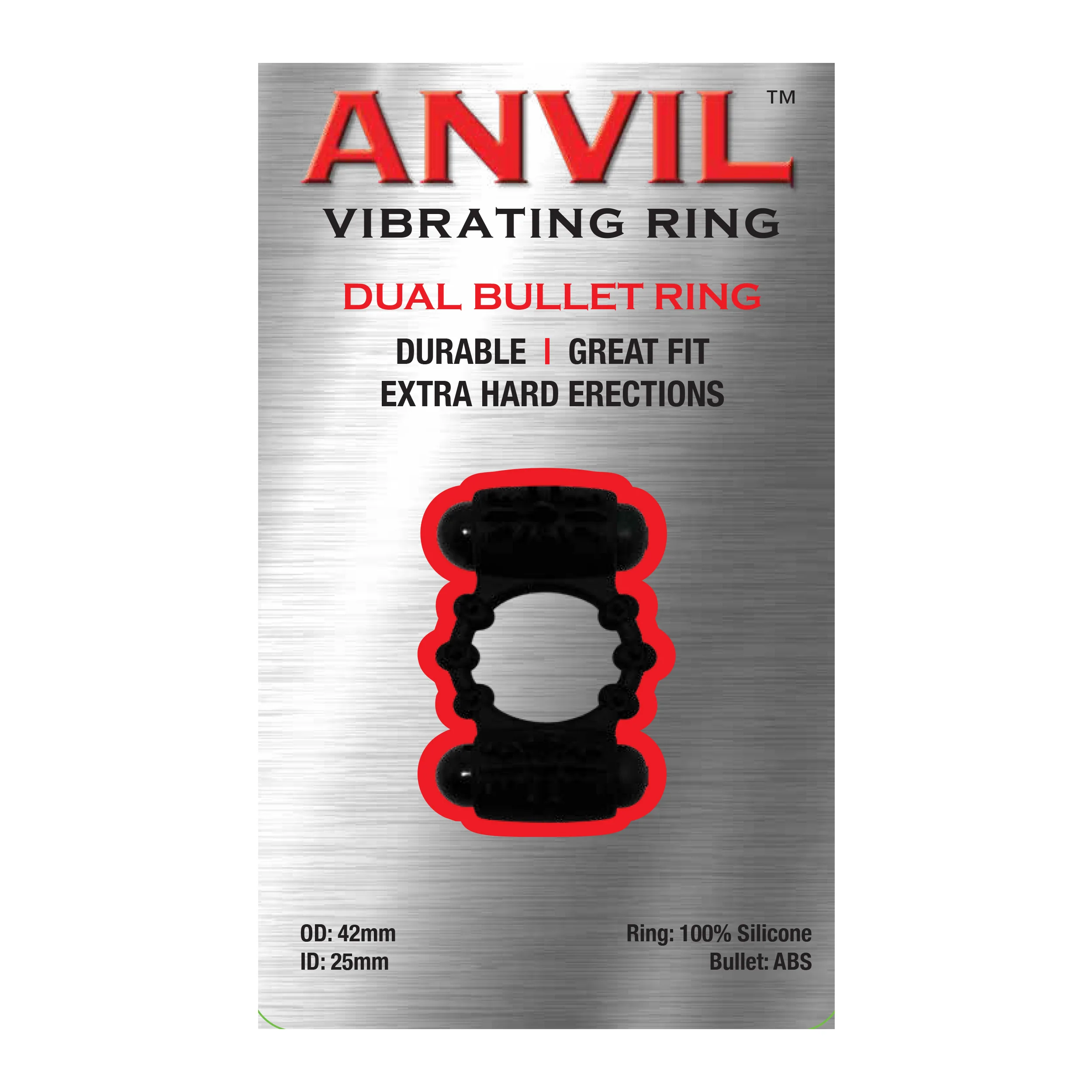 Anvil Dual Bullet Vibrating Cock Ring in Black - Image 3
