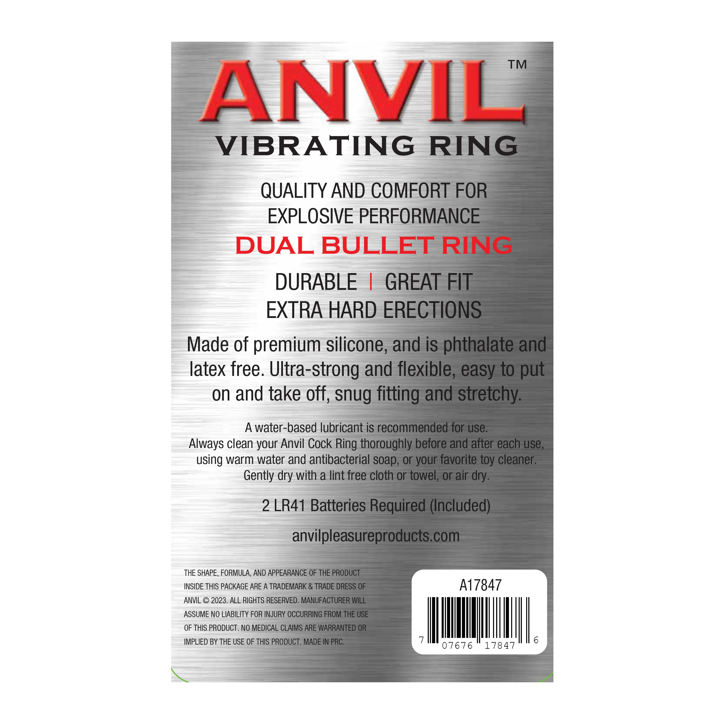 Anvil Dual Bullet Vibrating Cock Ring in Black - Image 4
