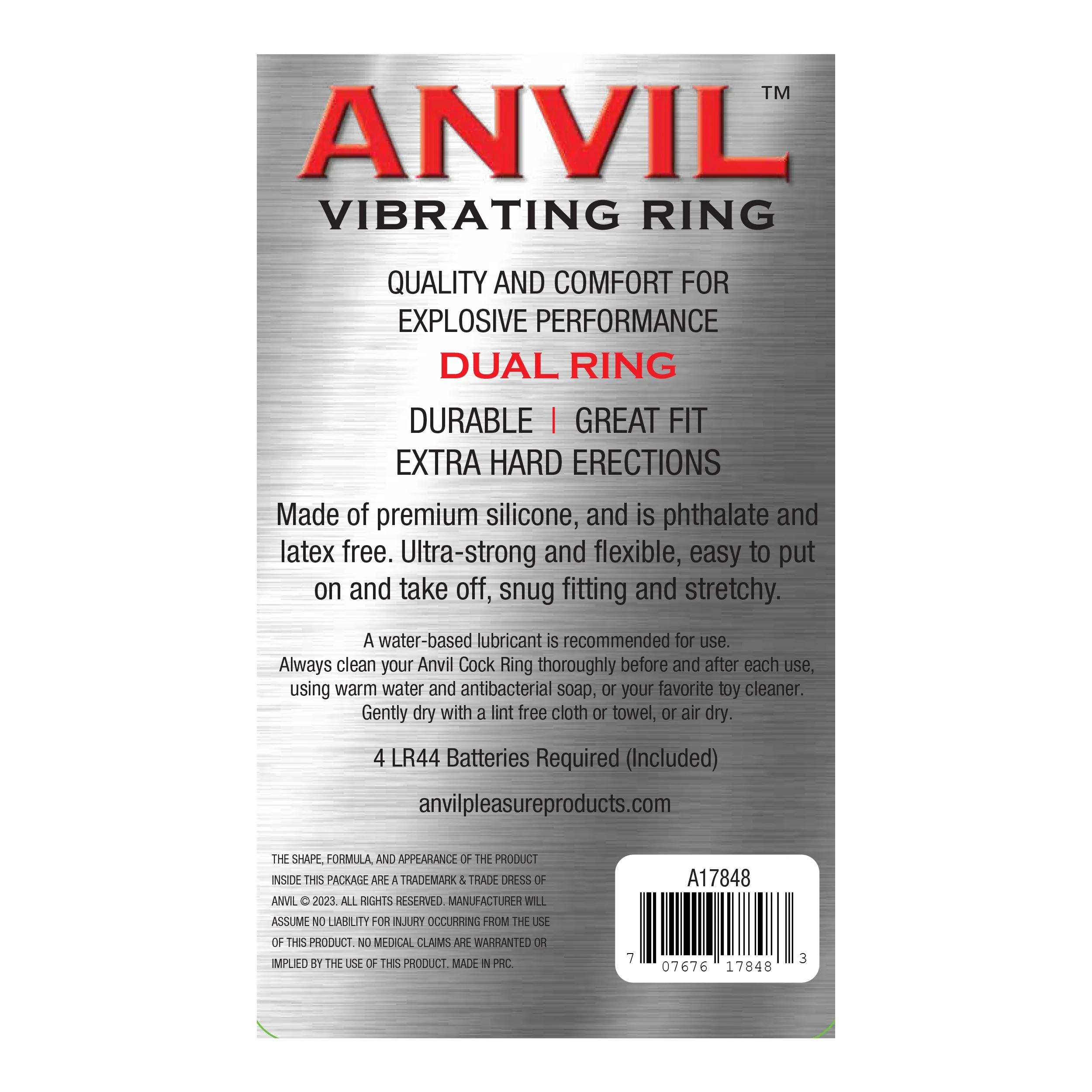 Anvil Dual Ring Vibrating Cock Ring in Black - Image 4