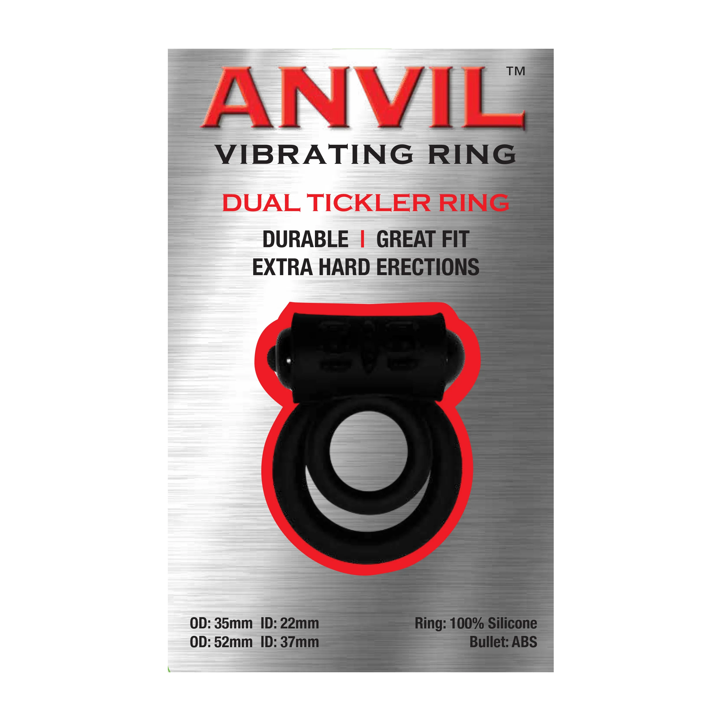 Anvil Dual Tickler Vibrating Cock Ring in Black - Image 2