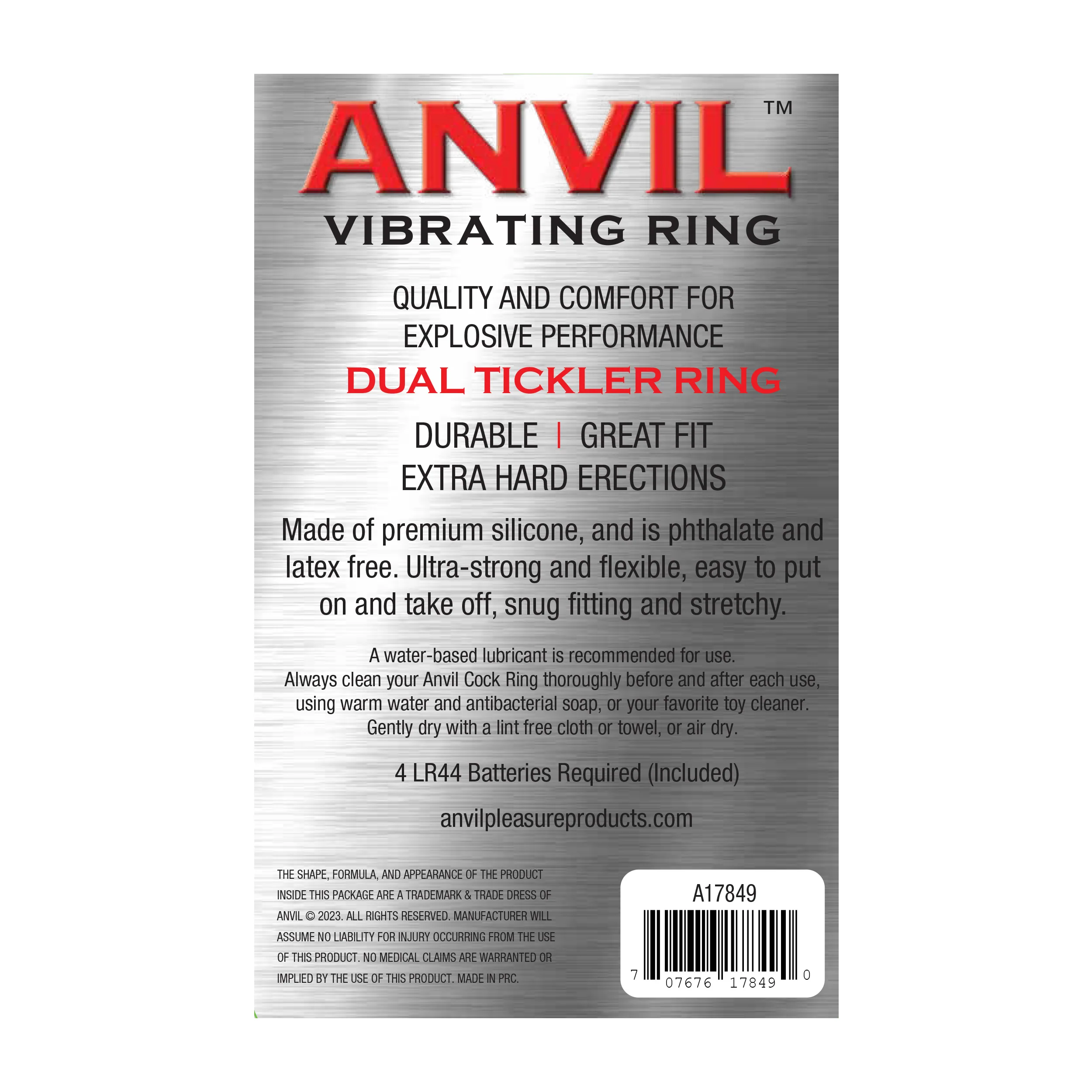 Anvil Dual Tickler Vibrating Cock Ring in Black - Image 3