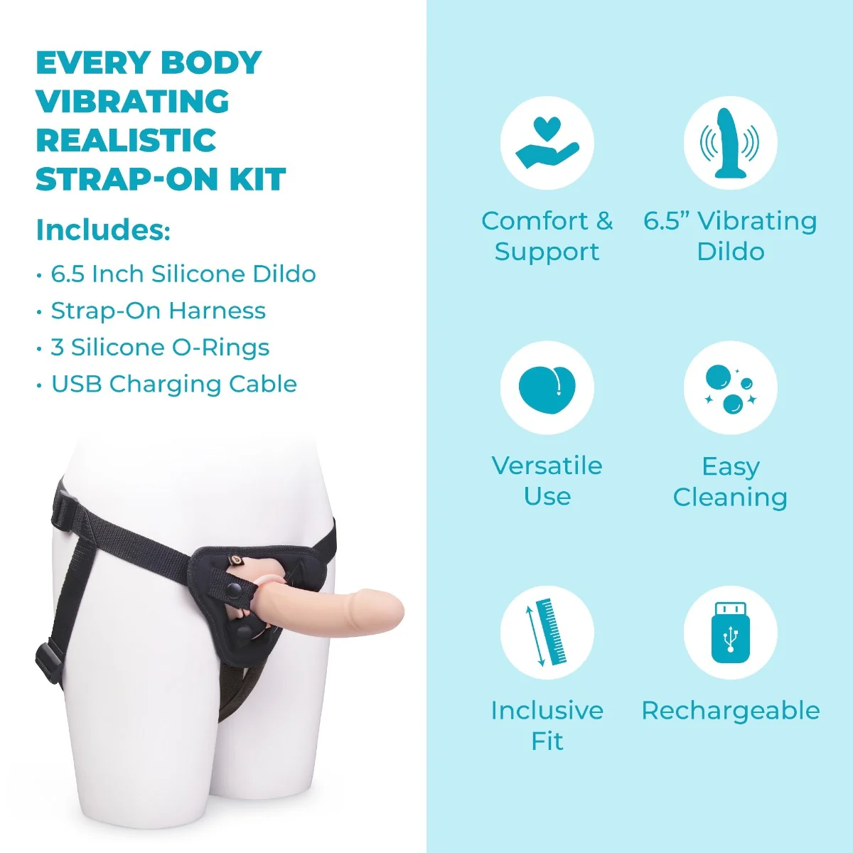 b-Vibe Every Body Vibrating Realistic Strap-On Kit - Image 2