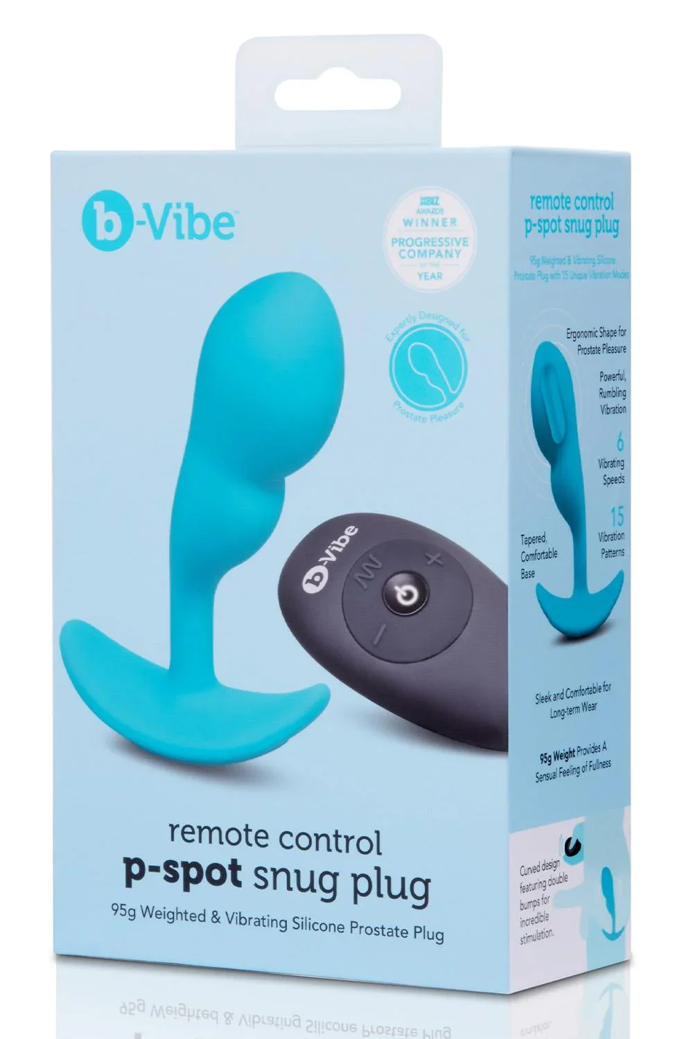 b-Vibe Remote Control P-Spot Snug Plug in Blue - Image 10