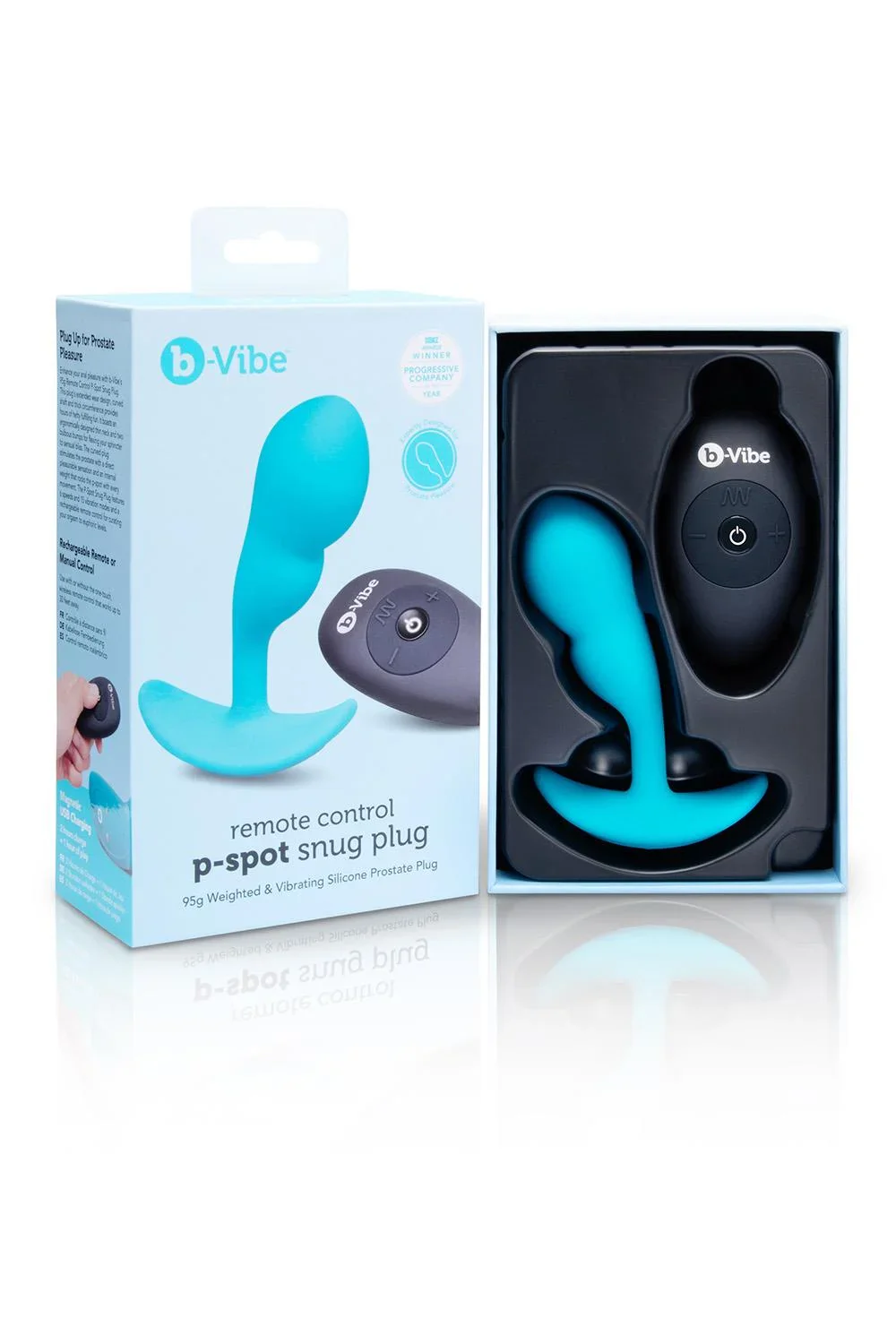 b-Vibe Remote Control P-Spot Snug Plug in Blue - Image 12