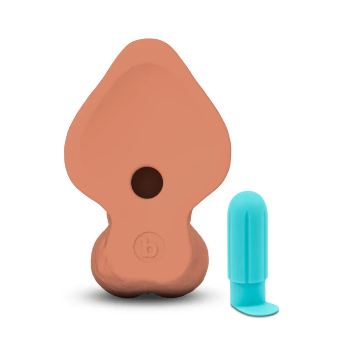 b-Vibe SlipSkin 10" Silicone Curvy Dildo in Mocha - Image 4