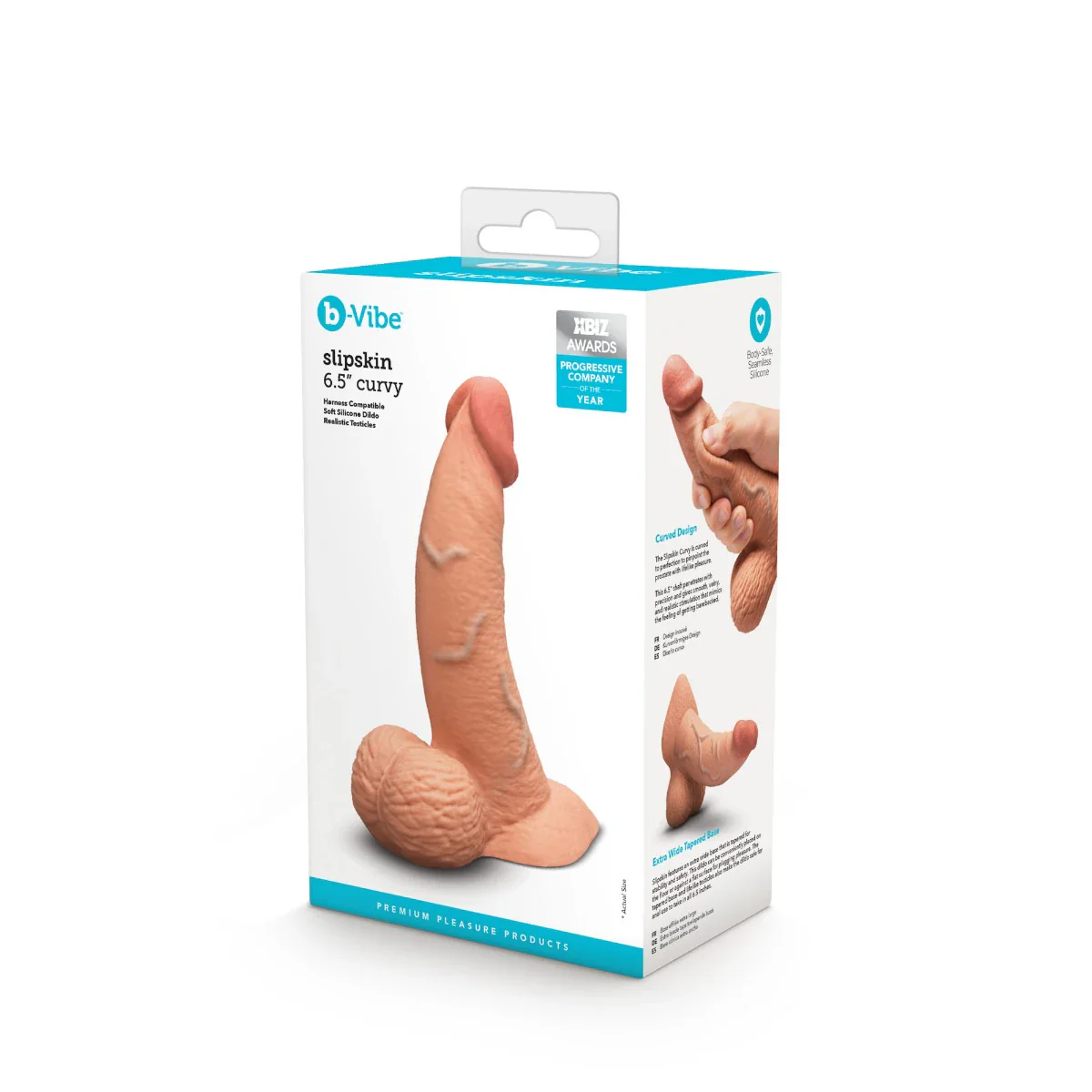 b-Vibe SlipSkin 6.5" Realistic Silicone Dildo in Curvy Mocha - Image 7