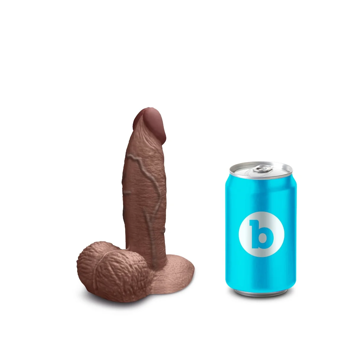 b-Vibe SlipSkin 6" Realistic Silicone Dildo in Girthy Brown - Image 4