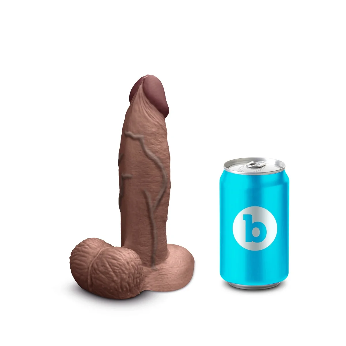 b-Vibe SlipSkin 7" Realistic Silicone Dildo in Girthy Brown - Image 3