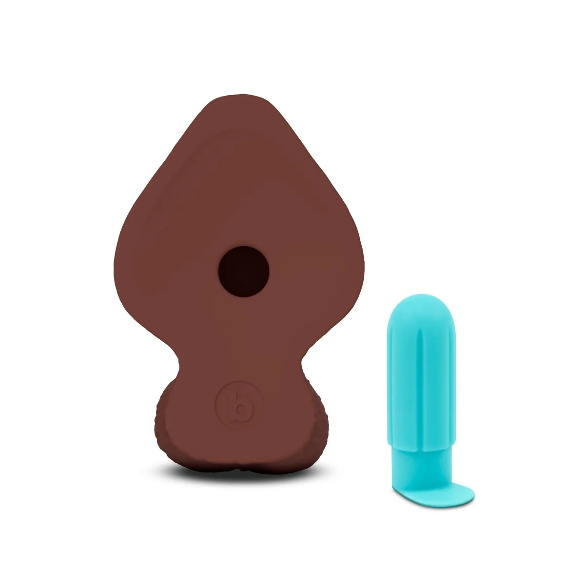 b-Vibe SlipSkin 8" Realistic Silicone Dildo in Girthy Brown - Image 5