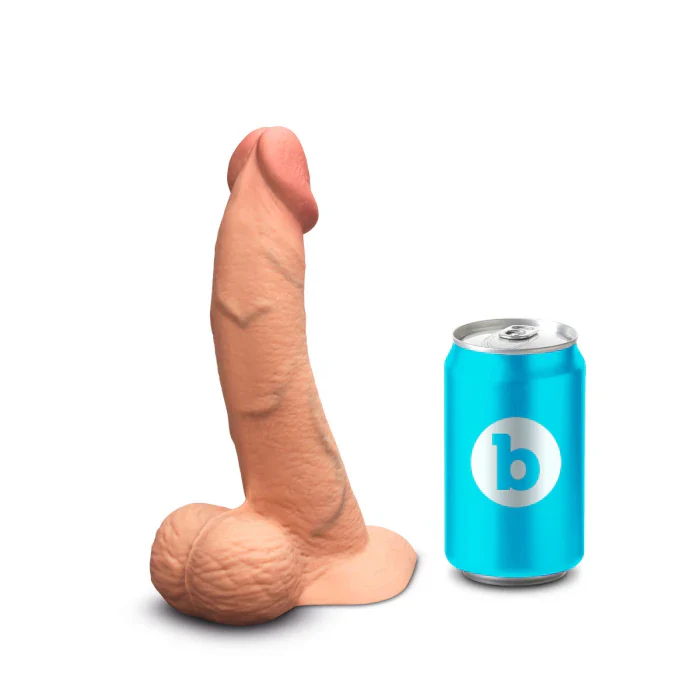 b-Vibe SlipSkin 8" Silicone Curvy Dildo in Mocha - Image 4