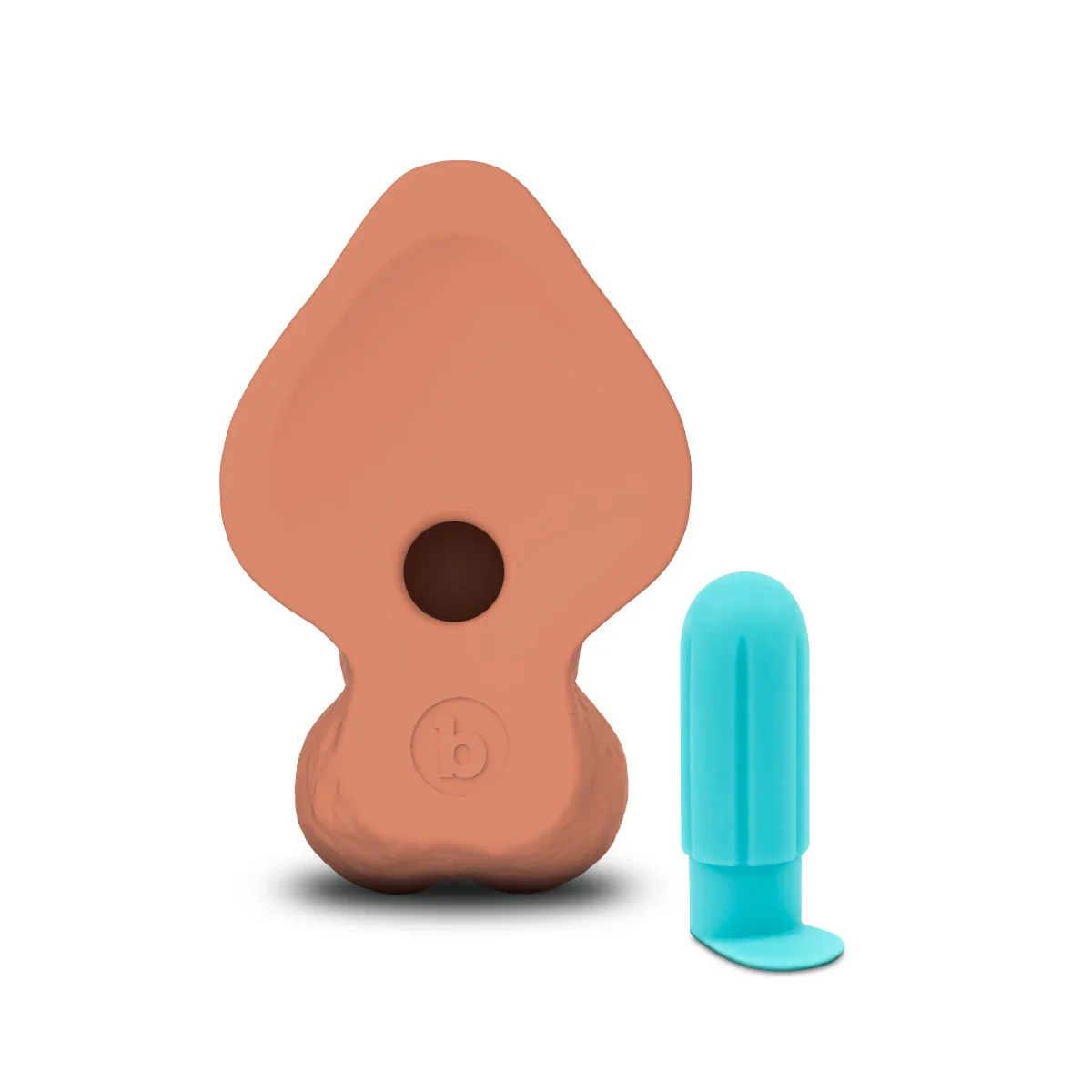 b-Vibe SlipSkin 9" Realistic Silicone Dildo in Curvy Mocha - Image 4