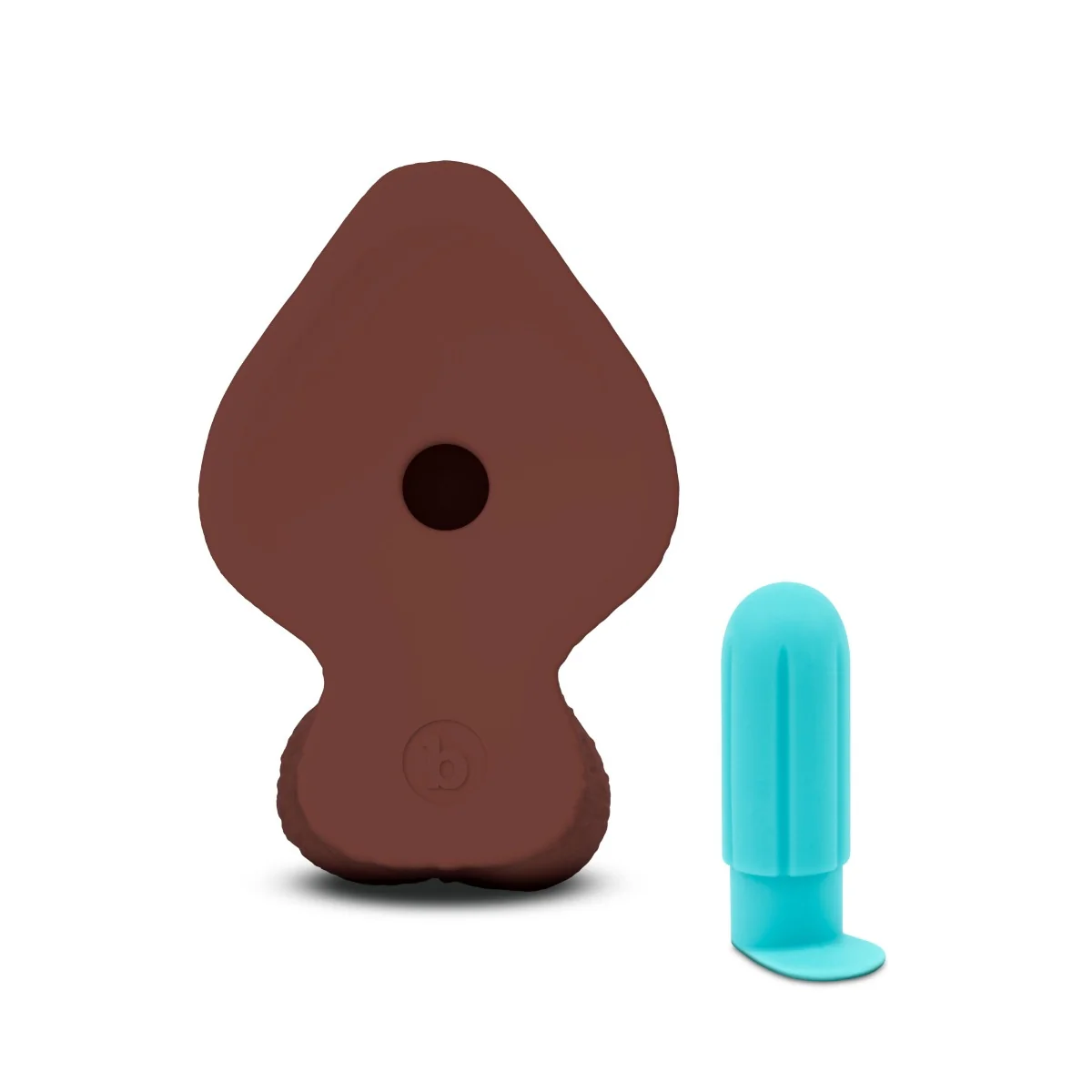 b-Vibe SlipSkin 9" Realistic Silicone Dildo in Girthy Brown - Image 3