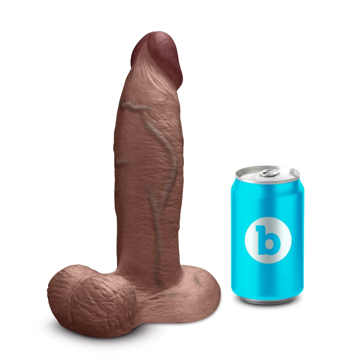 b-Vibe SlipSkin 9" Realistic Silicone Dildo in Girthy Brown - Image 5