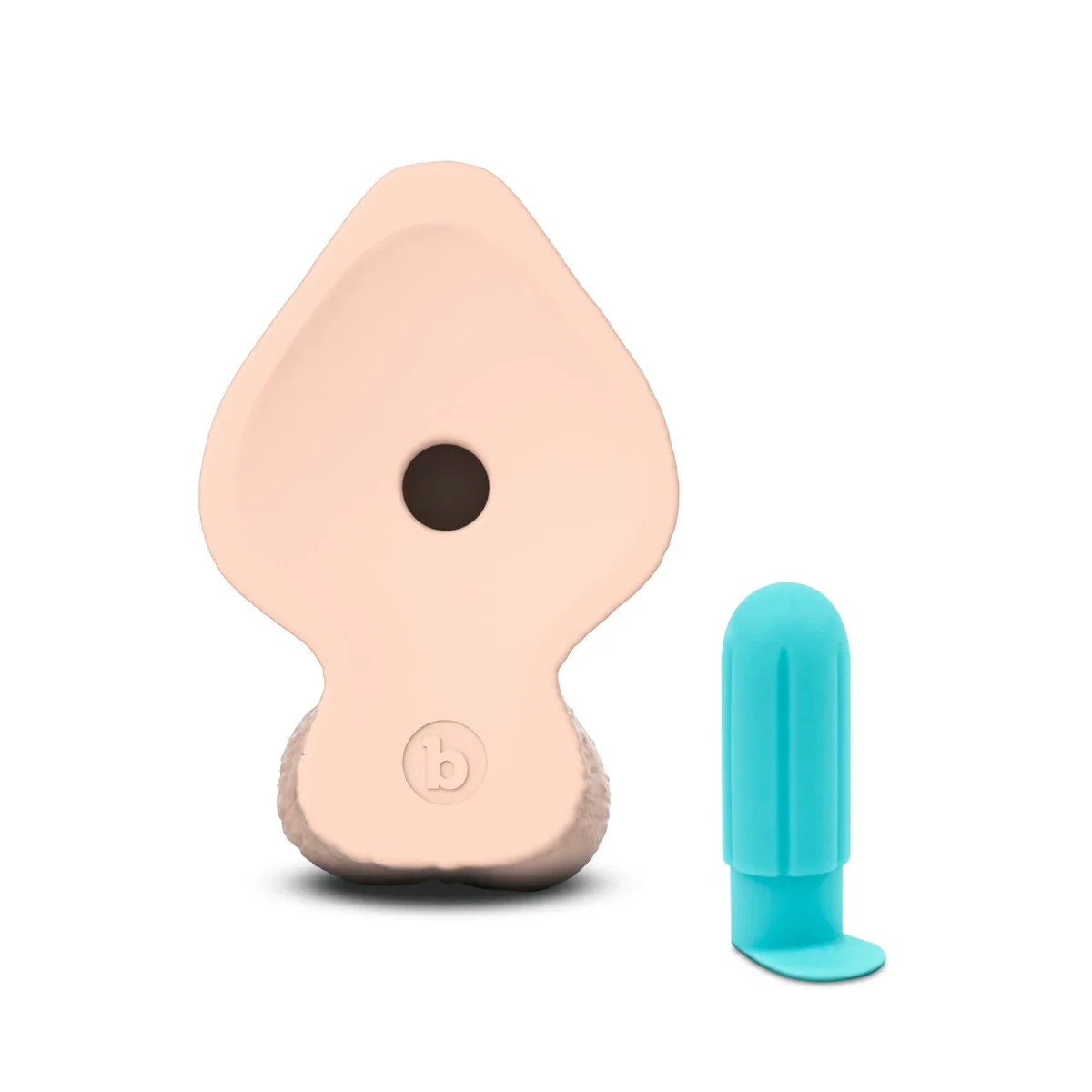b-Vibe SlipSkin 9" Realistic Silicone Dildo in Girthy Cream - Image 4