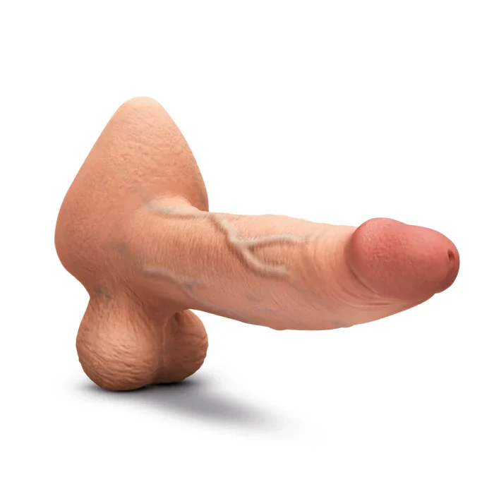b-Vibe SlipSkin 9" Silicone Girthy Dildo in Mocha - Image 3