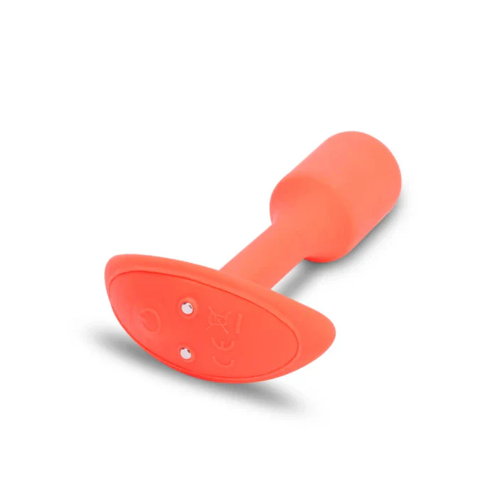 b-Vibe Snug Plug 1 Weighted and Vibrating Silicone Butt Plug - Orange - Image 4