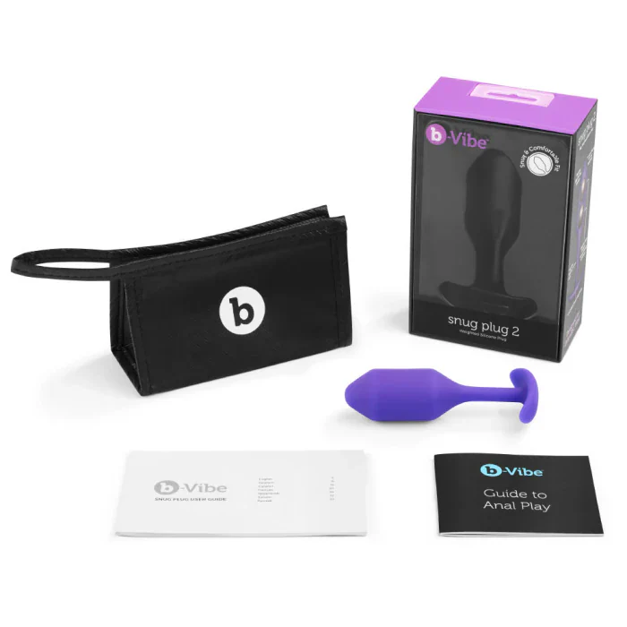 b-Vibe Snug Plug 2 Weighted Butt Plug in Purple - Image 6