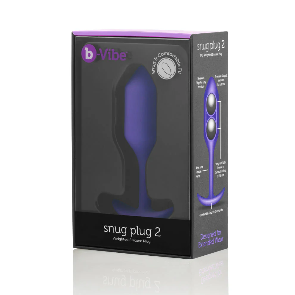 b-Vibe Snug Plug 2 Weighted Butt Plug in Purple - Image 7