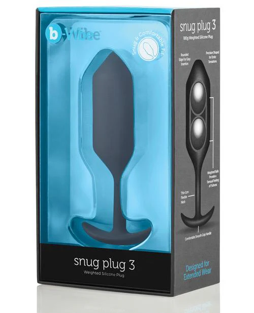 b-Vibe Snug Plug 3 Weighted - Black - Image 4