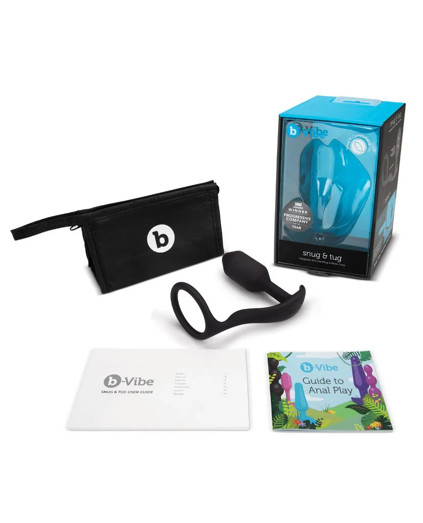 b-Vibe Snug & Tug Weighted Silicone Plug & Penis Ring - Image 3