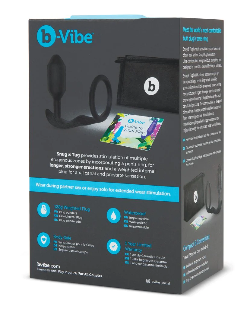 b-Vibe Snug & Tug Weighted Silicone Plug & Penis Ring - Image 4
