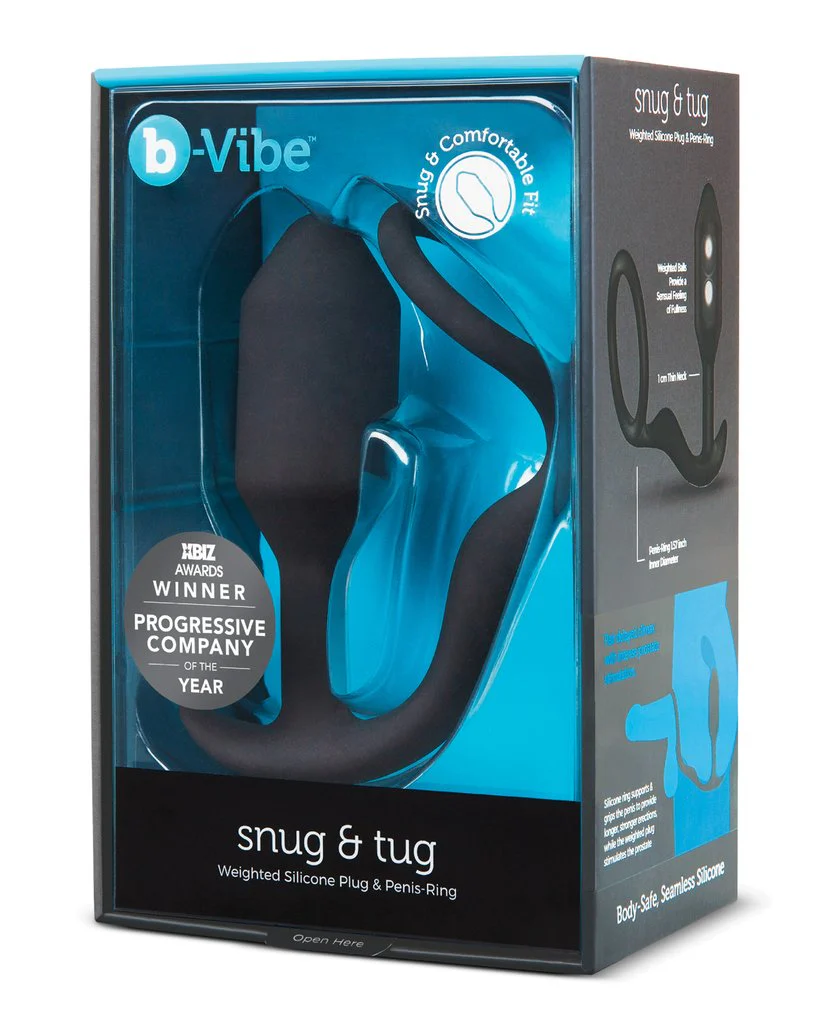 b-Vibe Snug & Tug Weighted Silicone Plug & Penis Ring - Image 5