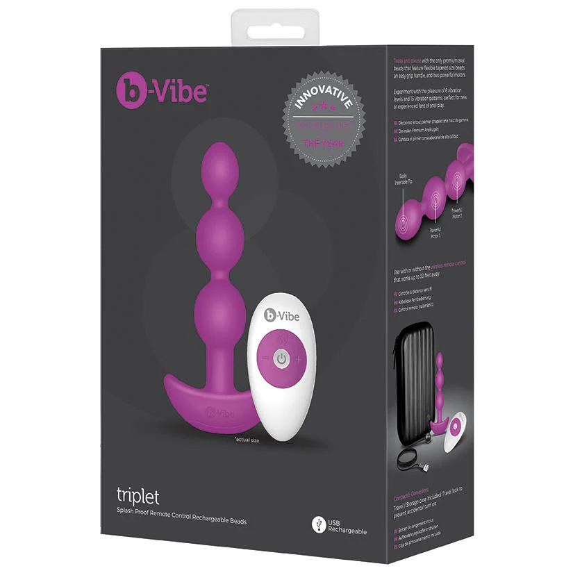 b-Vibe Triplet Anal Beads - Fuchsia - Image 5