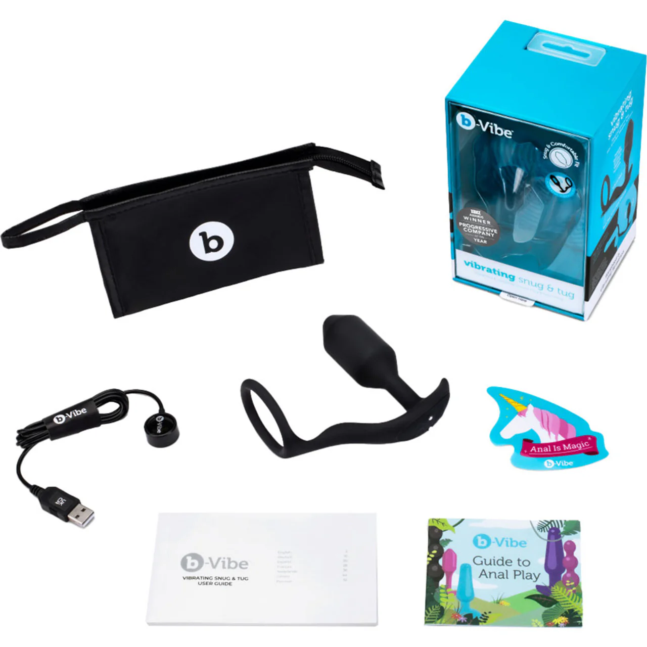 b-Vibe Snug & Tug Weighted Silicone Plug & Penis Ring - Medium - Image 4