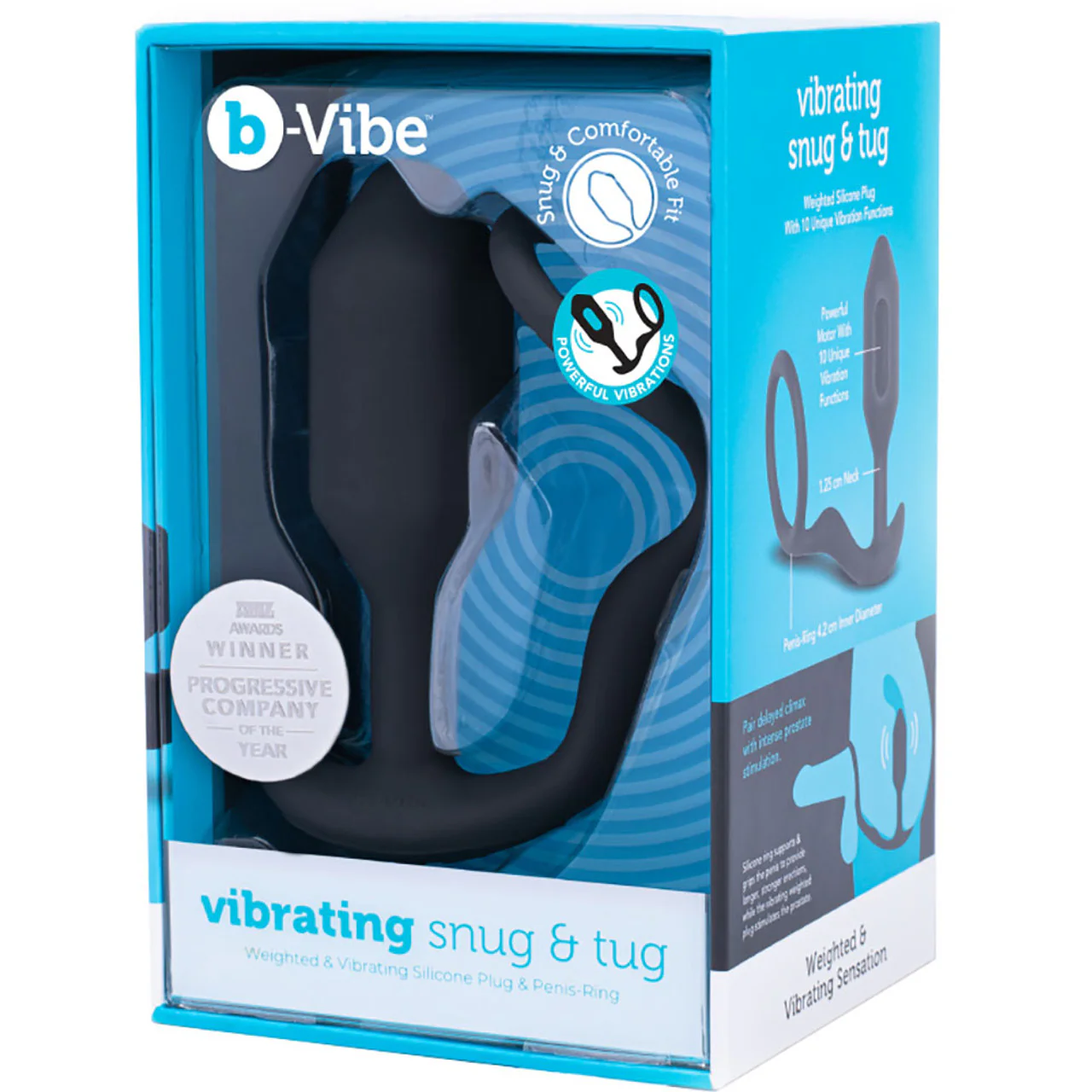 b-Vibe Snug & Tug Weighted Silicone Plug & Penis Ring - Medium - Image 5