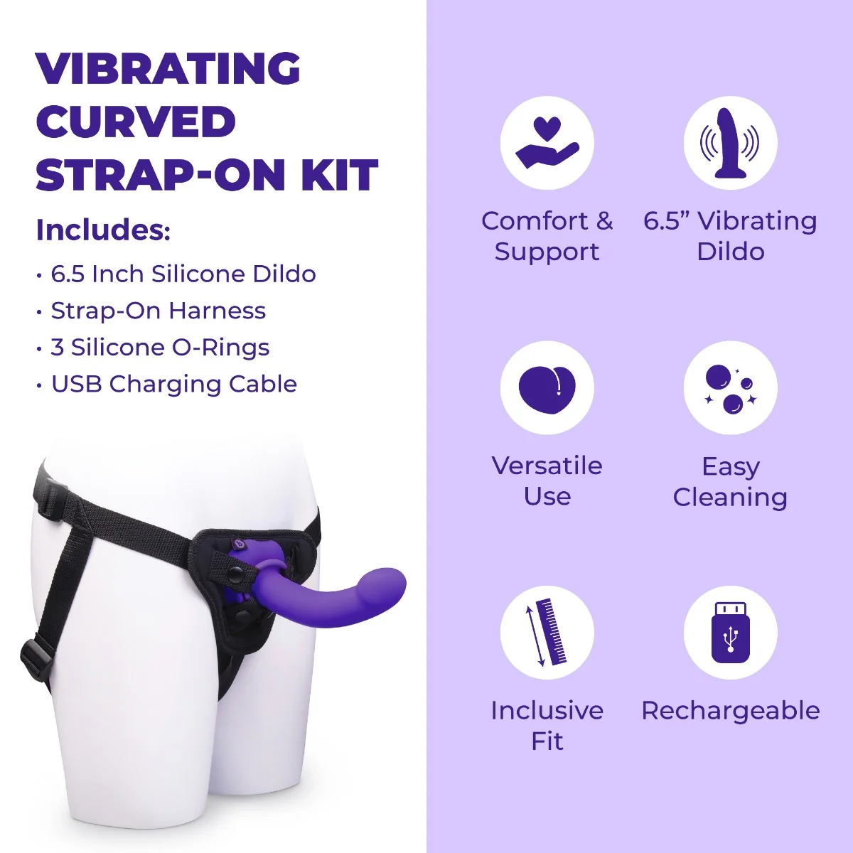 b-Vibe Vibrating Curved Strap-On Kit - Image 2