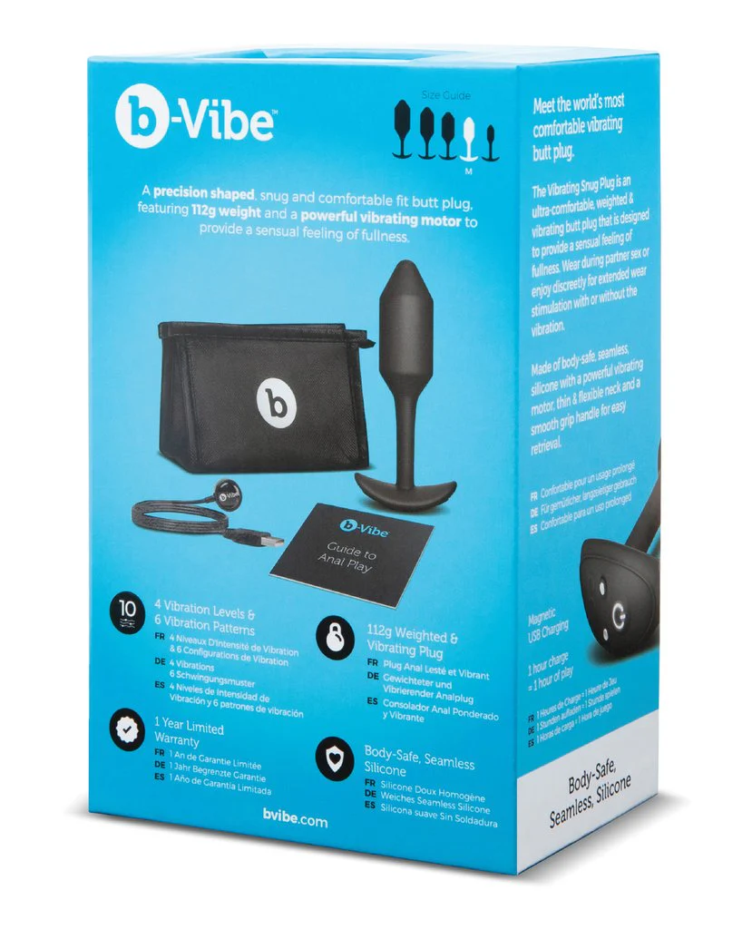 b-Vibe Vibrating Weighted Snug Plug M - Black - Image 4