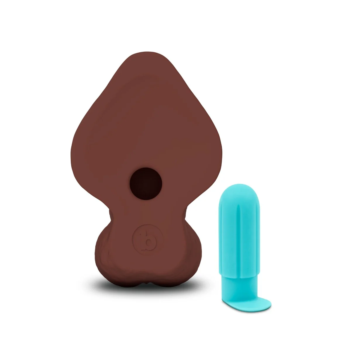 b-Vibe SlipSkin 9" Realistic Silicone Dildo in Curvy Brown - Image 4
