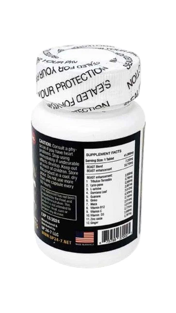 Beast Male Sexual Enhancement Supplement - 6 Pill Bottle - Image 2