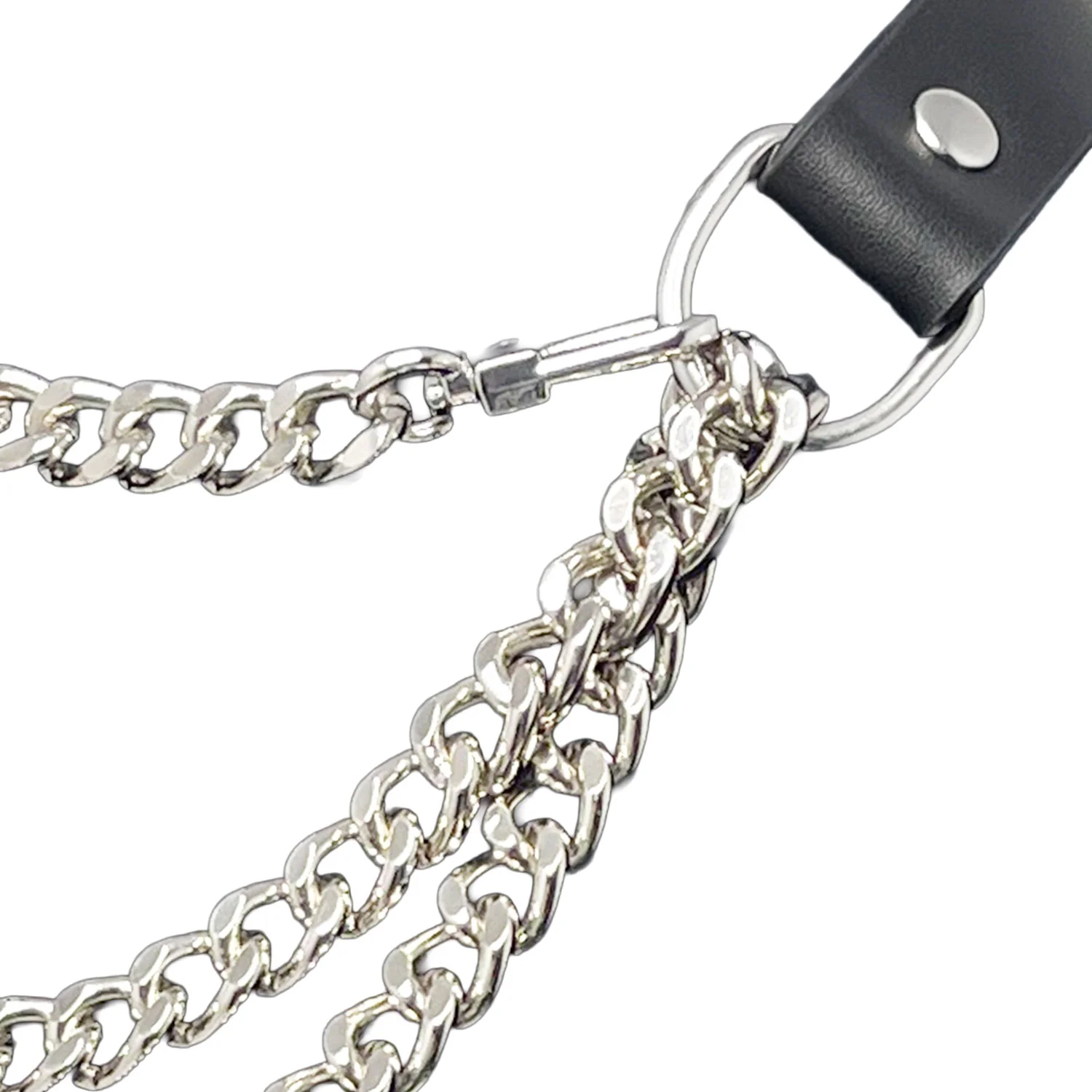 Black Martingale Collar with Silver Chain Choker by Fetish Pleasure Play - Image 3