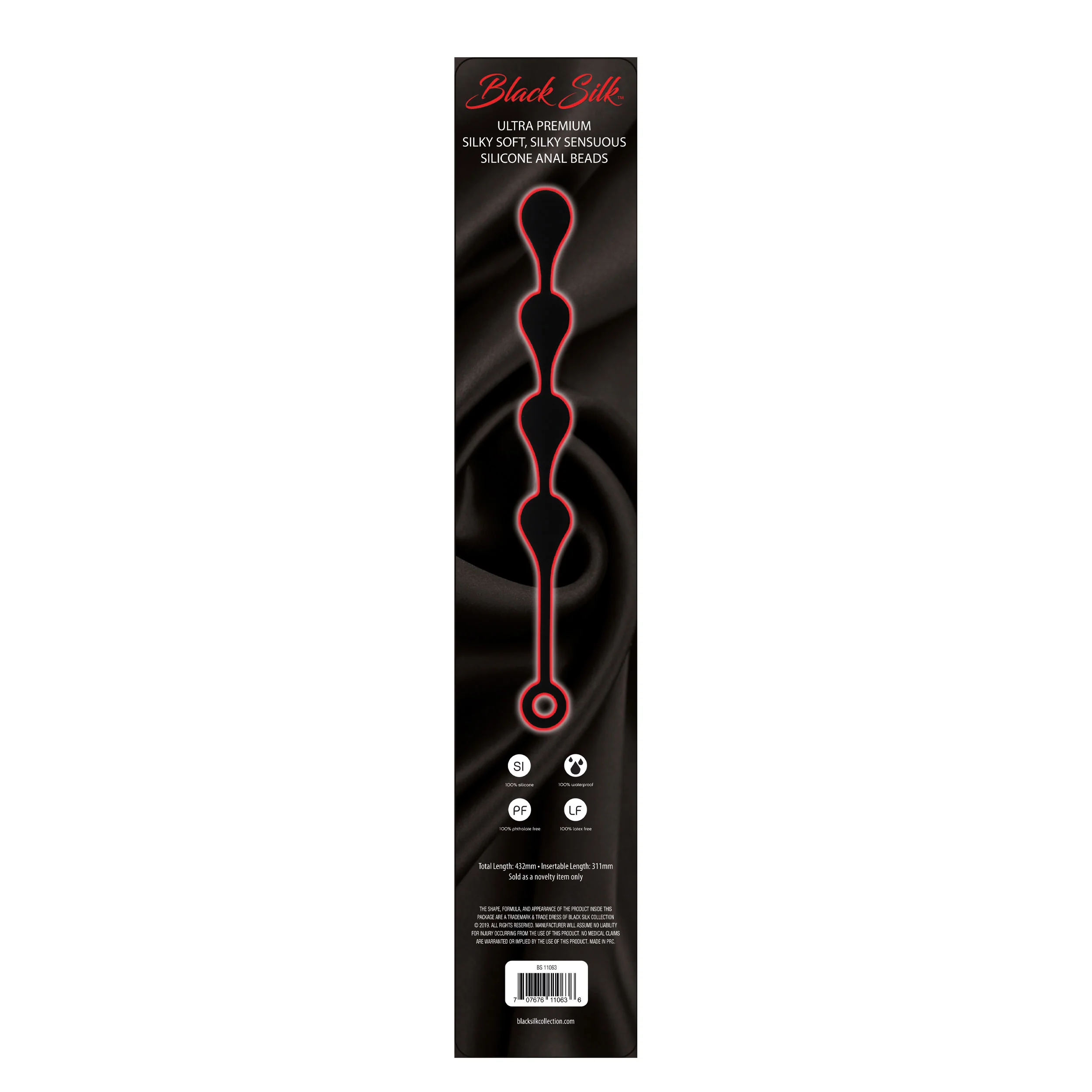 Black Silk Large 4 Teardrop Anal Beads - Image 3