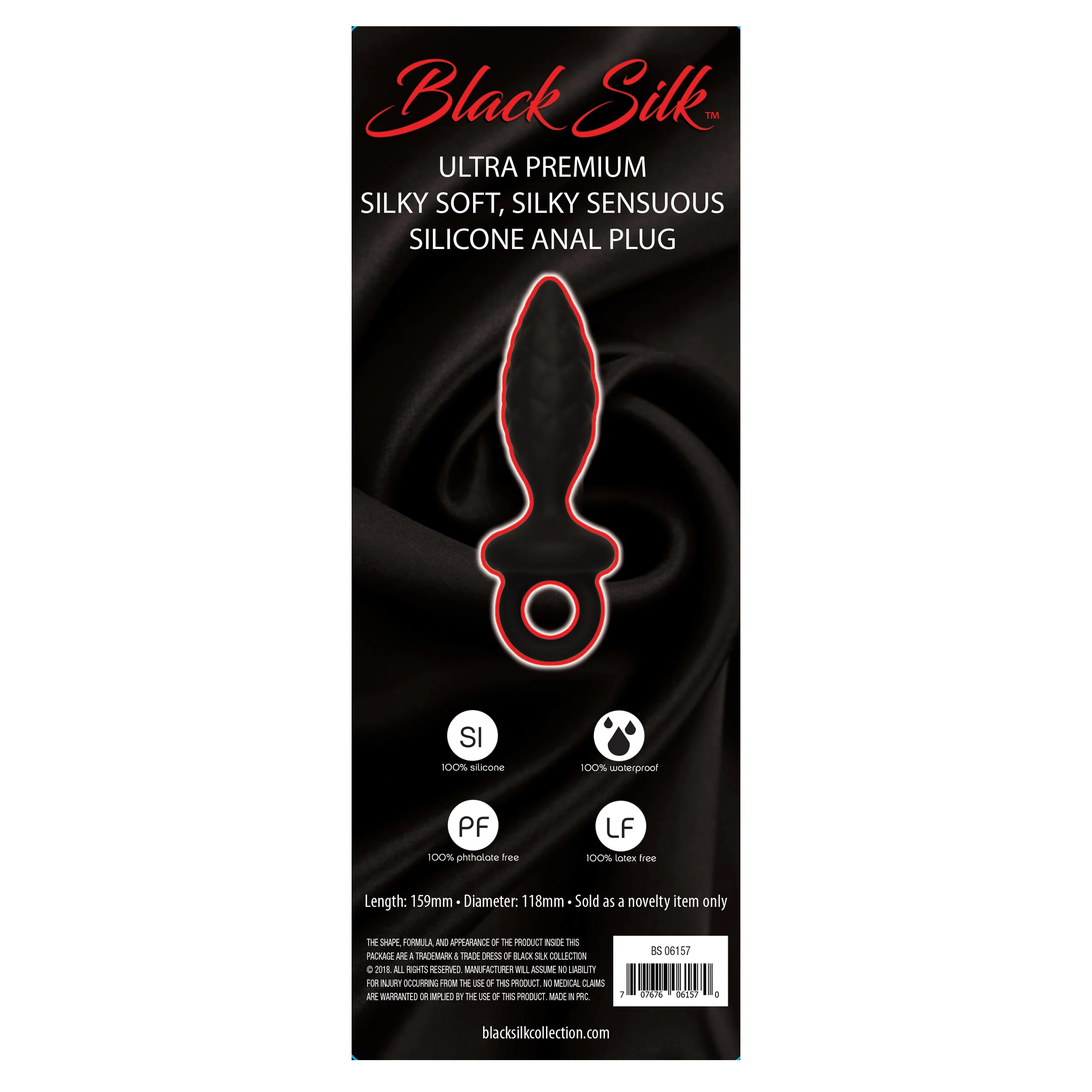 Black Silk Large Anal Plug - Image 3