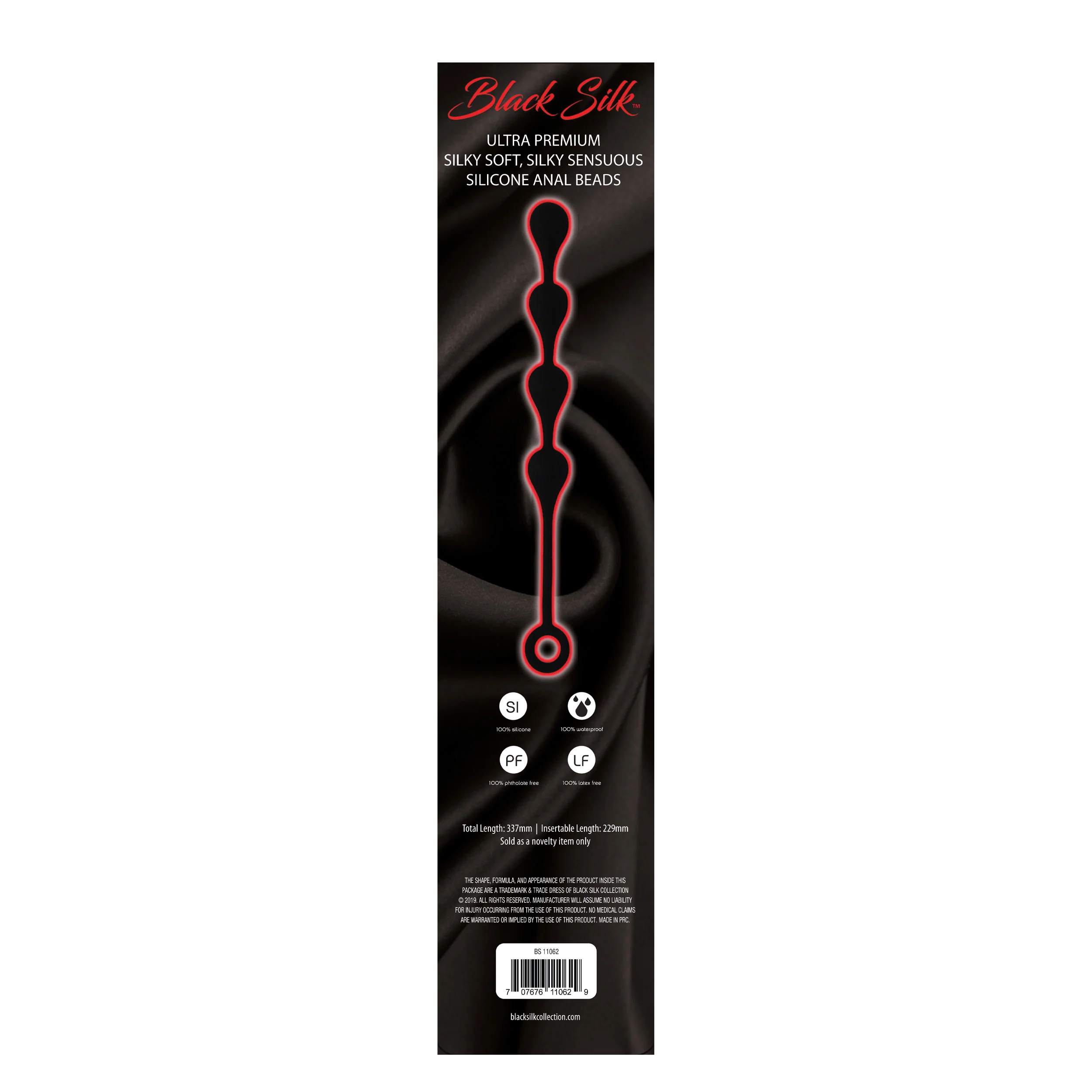 Black Silk Medium 4 Teardrop Anal Beads - Image 3
