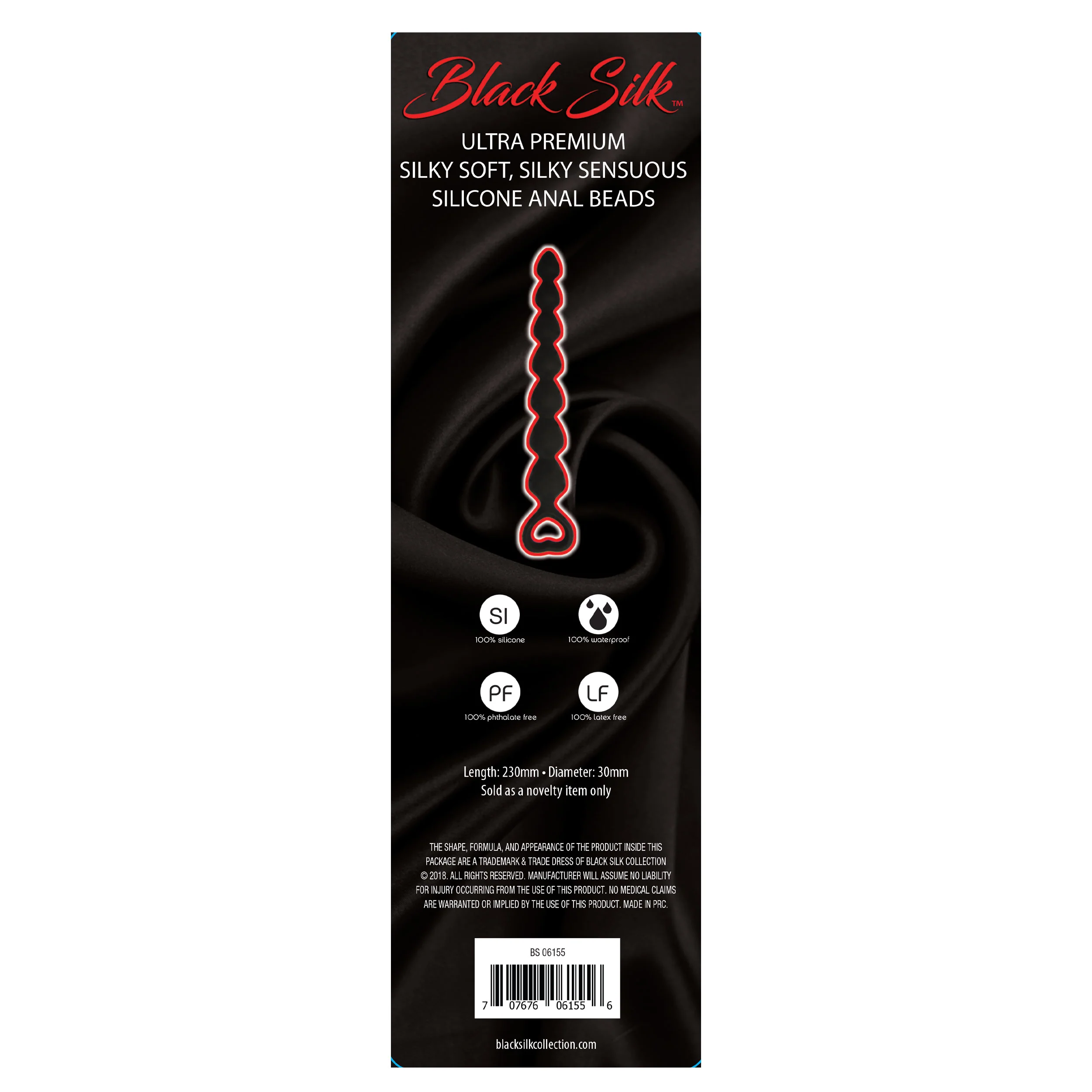 Black Silk Medium Anal Beads - Image 3