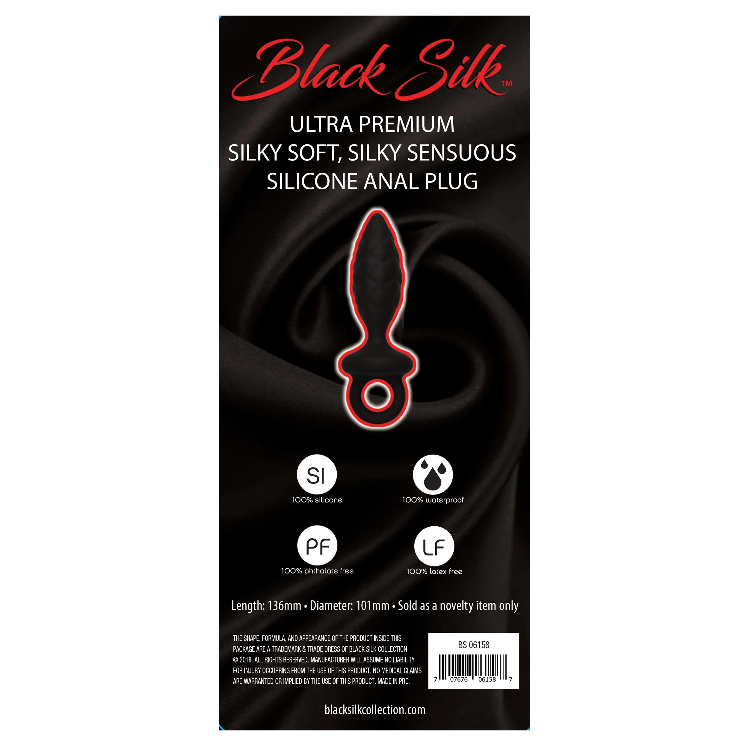 Black Silk Medium Anal Plug - Image 3