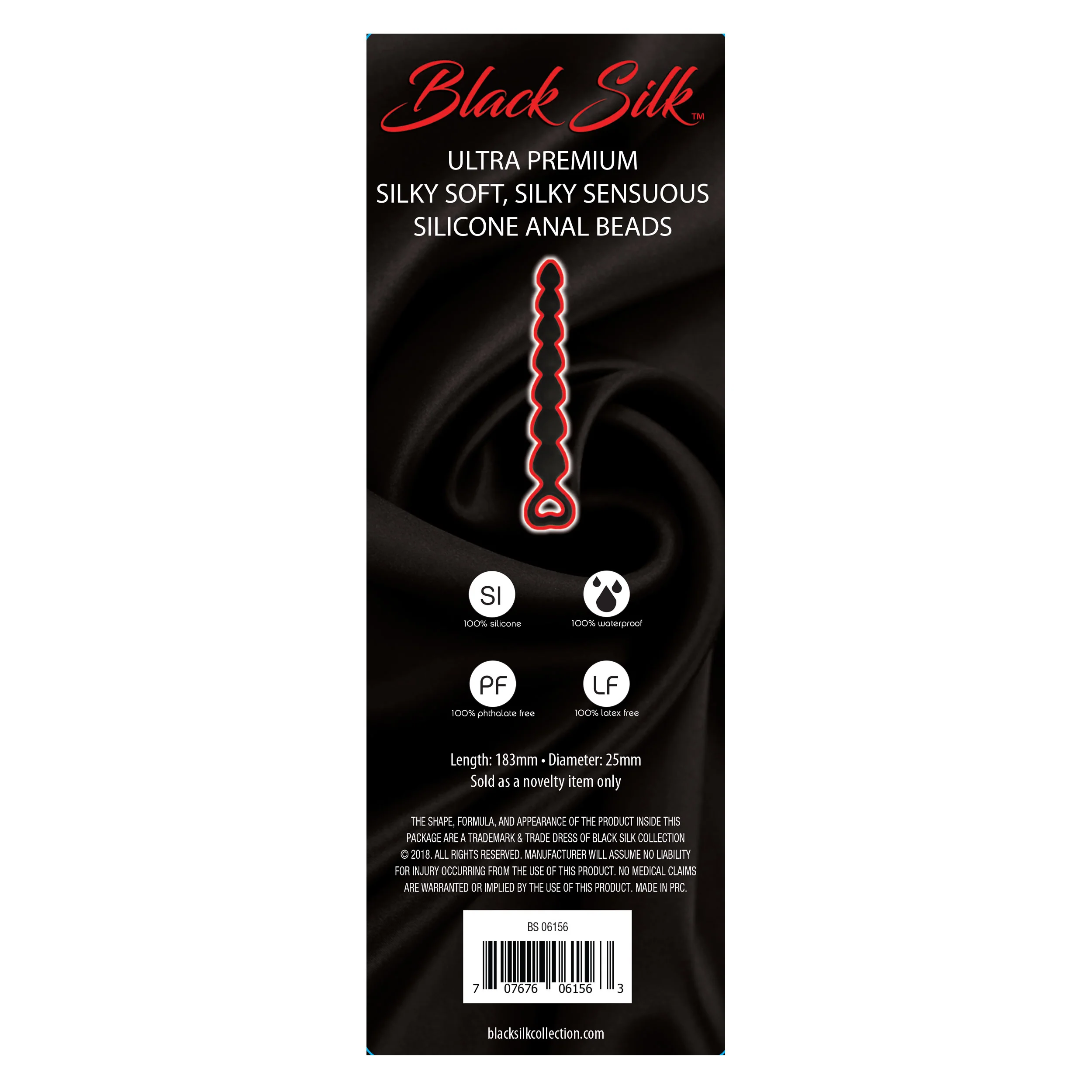 Black Silk Small Anal Beads - Image 3