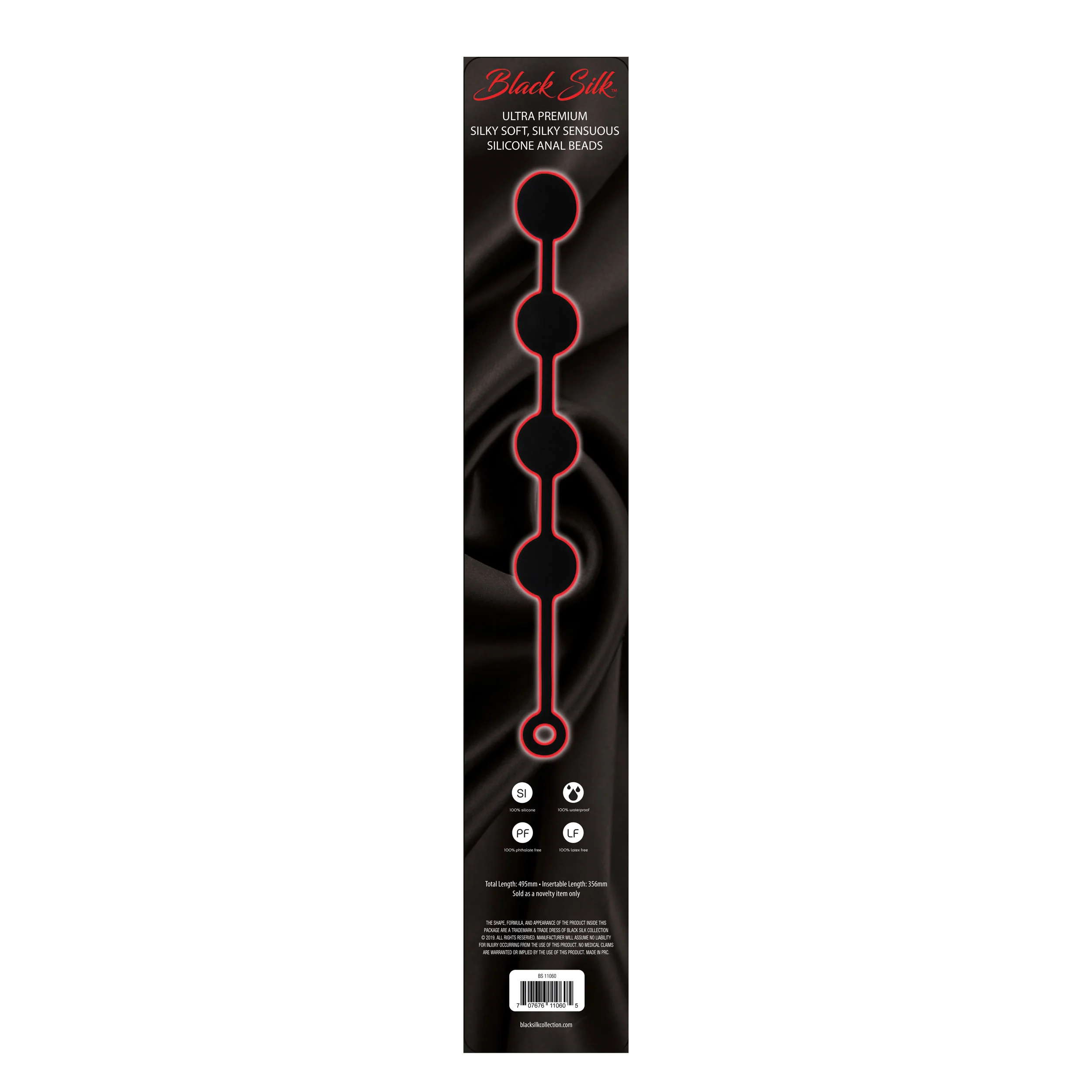 Black Silk XL 4 Anal Beads - Image 3