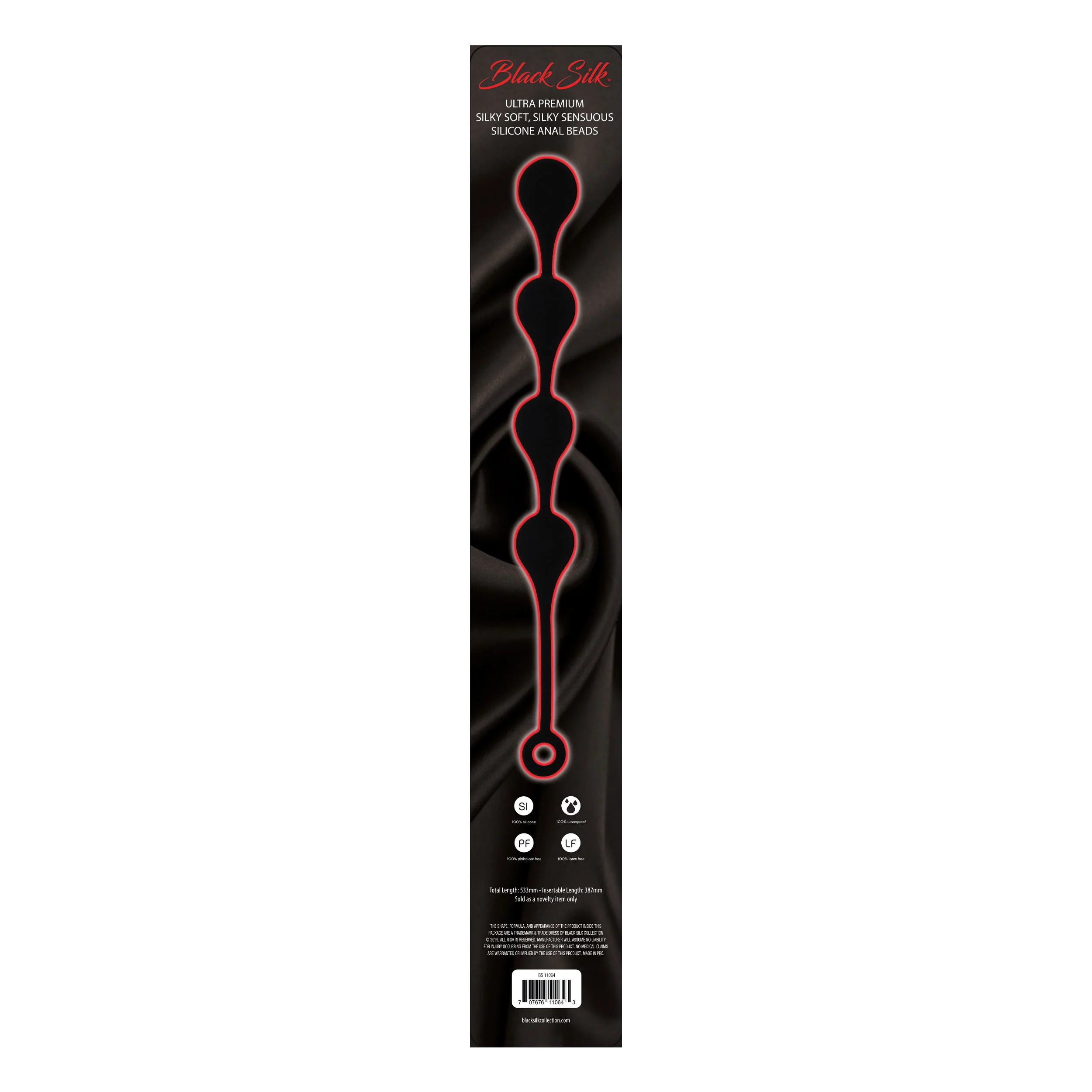 Black Silk XL 4 Teardrop Anal Beads - Image 3
