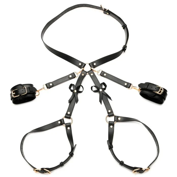 Black Vegan Bondage Harness With Bows M-L - Image 2